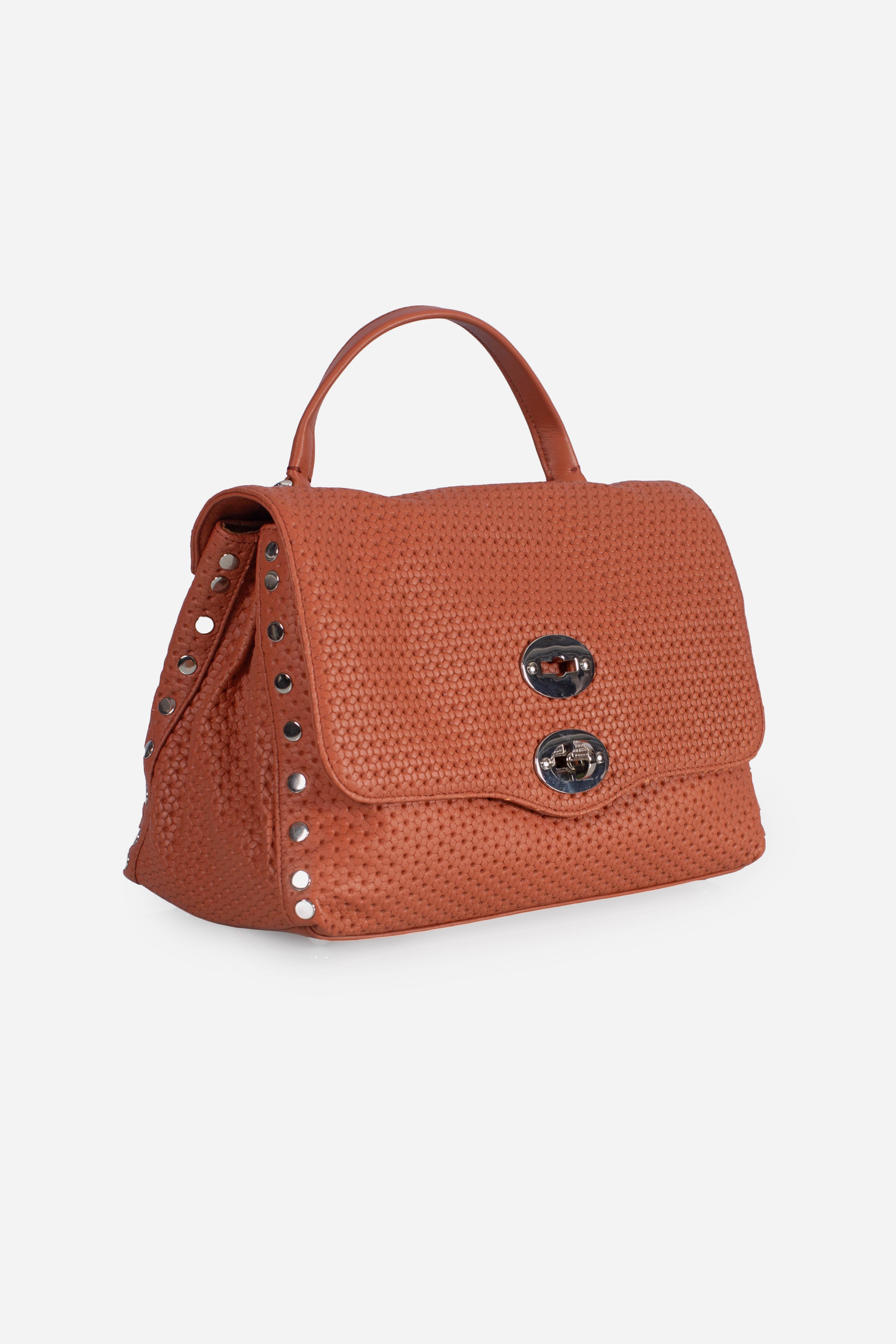 Borsa Postina S effetto intrecciato brown brandy 0680102190000SZ0203 ZANELLATO