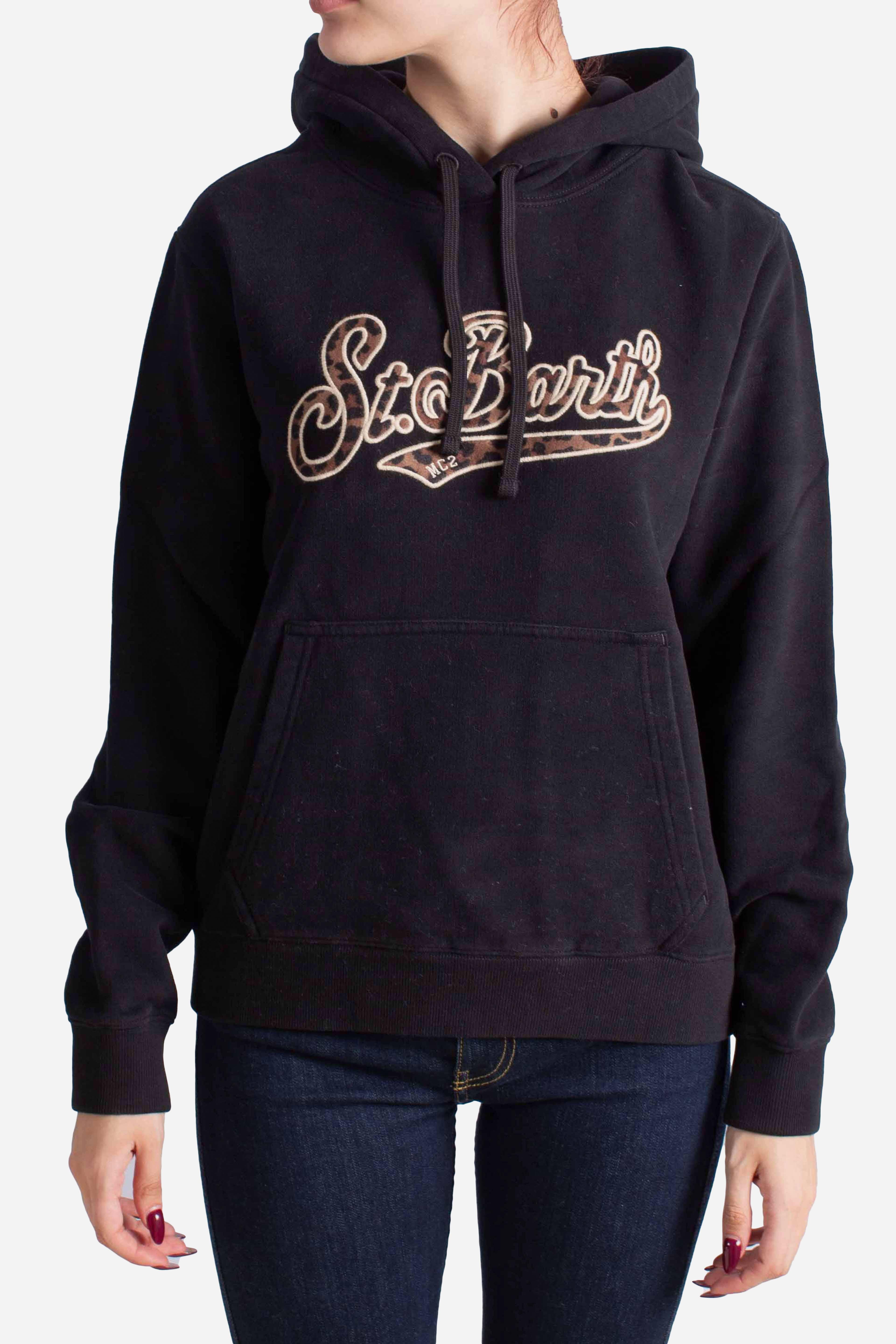 Felpa con Cappuccio black Logo St. Barth VRG000101070I MC2 SAINT BARTH