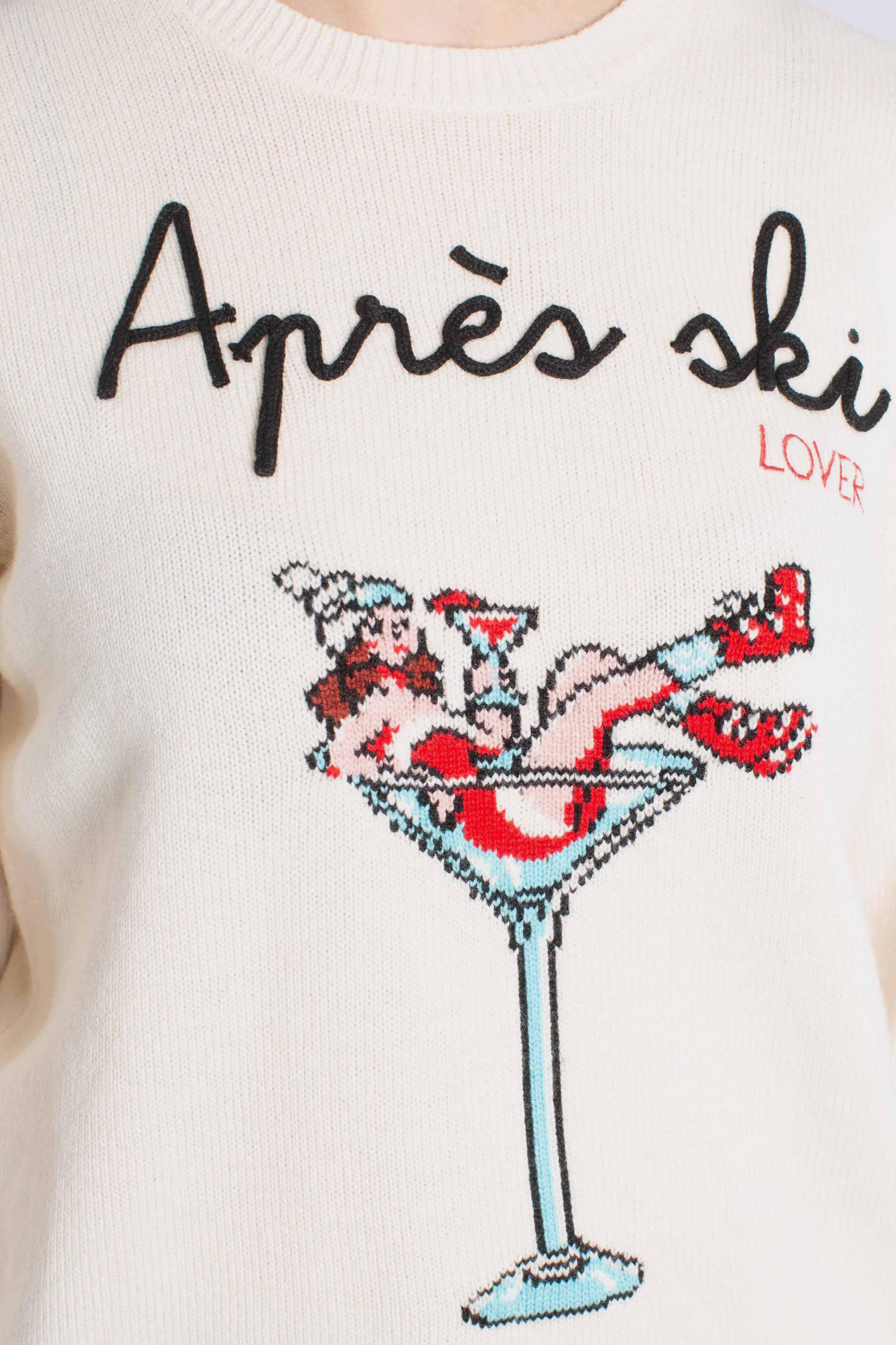 Maglia donna Girocollo "Après Ski Lover" in Lana Bianca QUE0010038981I MC2 SAINT BARTH