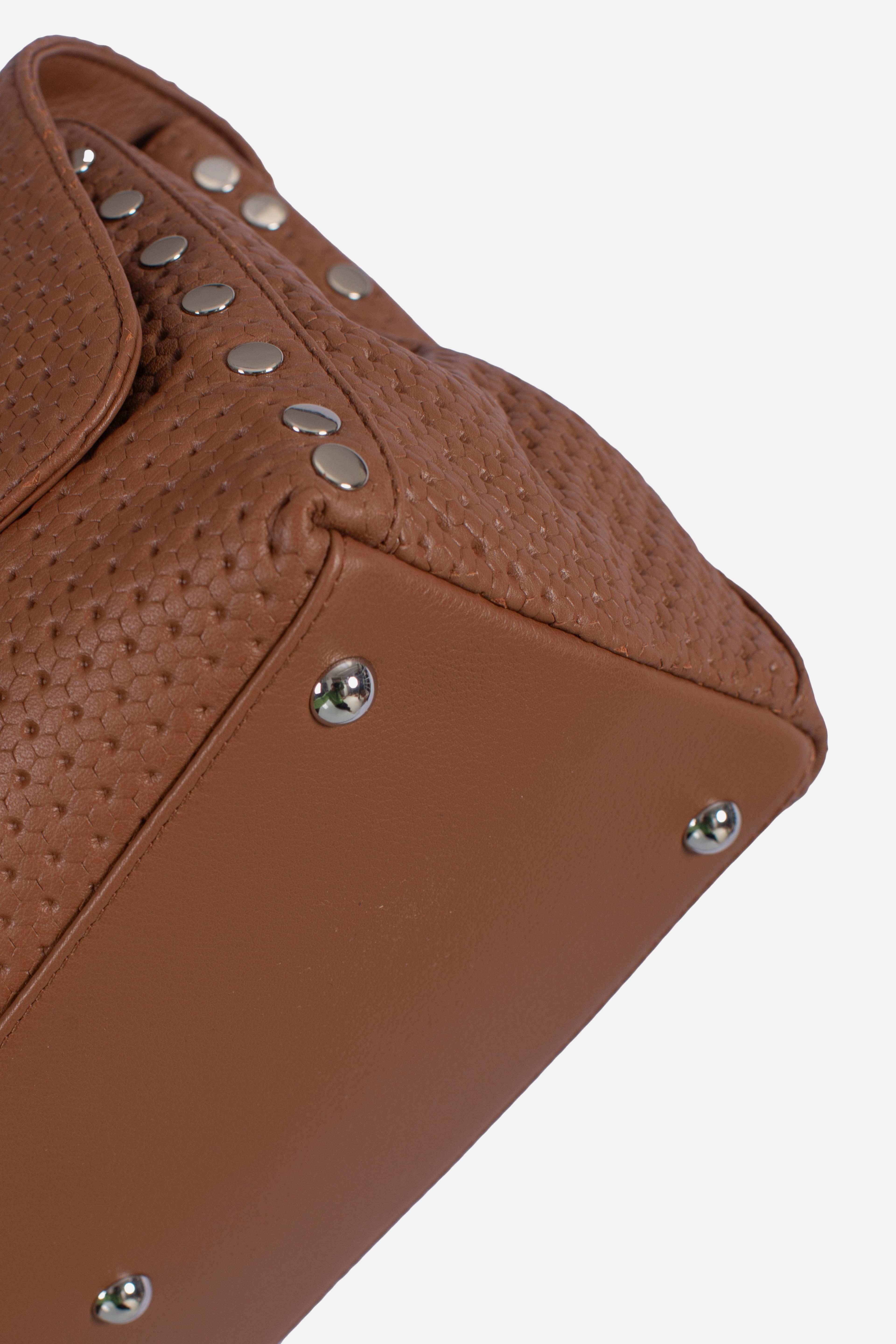 Borsa Postina S effetto intrecciato brown lion 0680102190000SZ0204 ZANELLATO