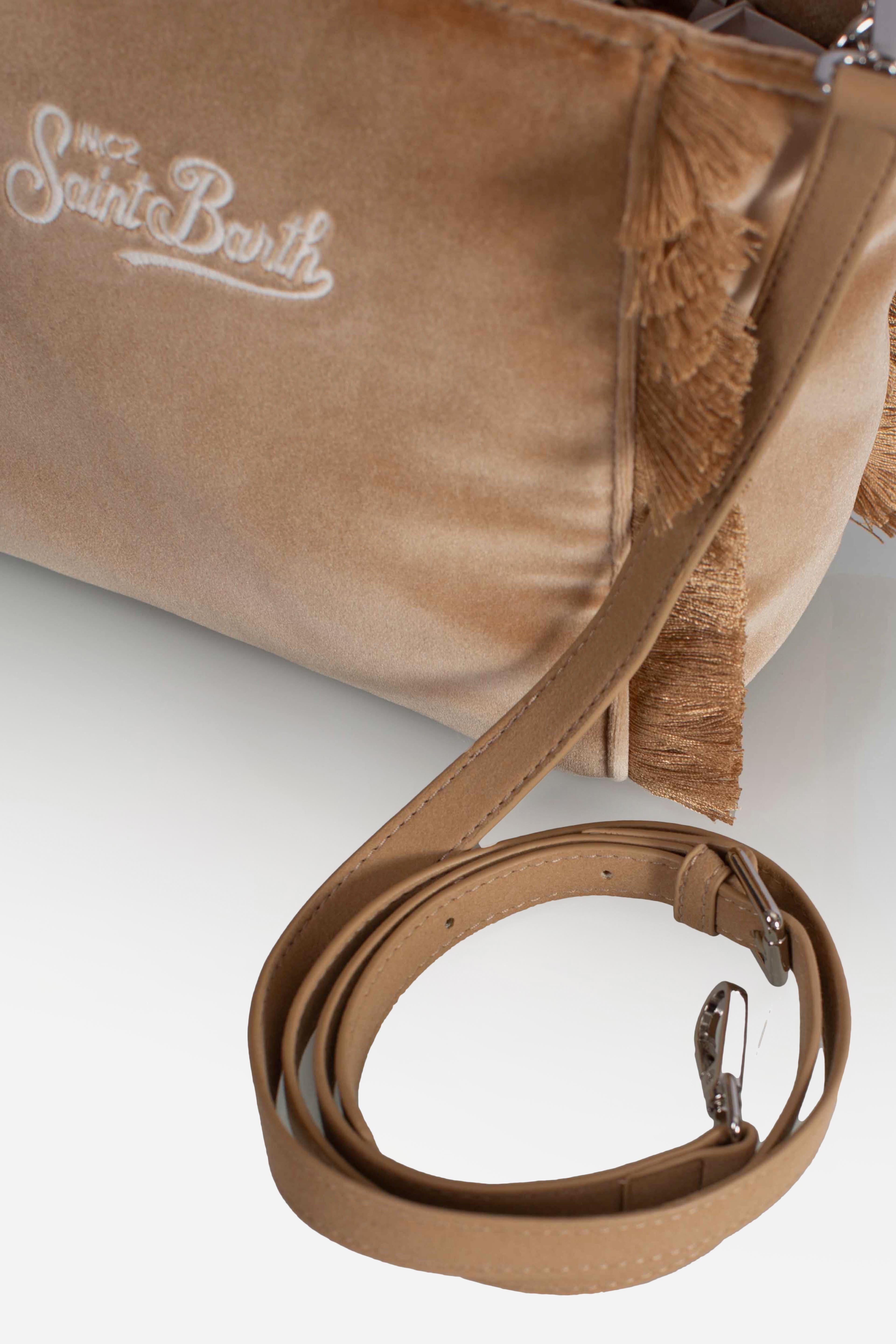 Borsa Vanity mini velvet Dreaming of Saint Barth Winter Paradise beige VAMI02700296I MC2 SAINT BARTH