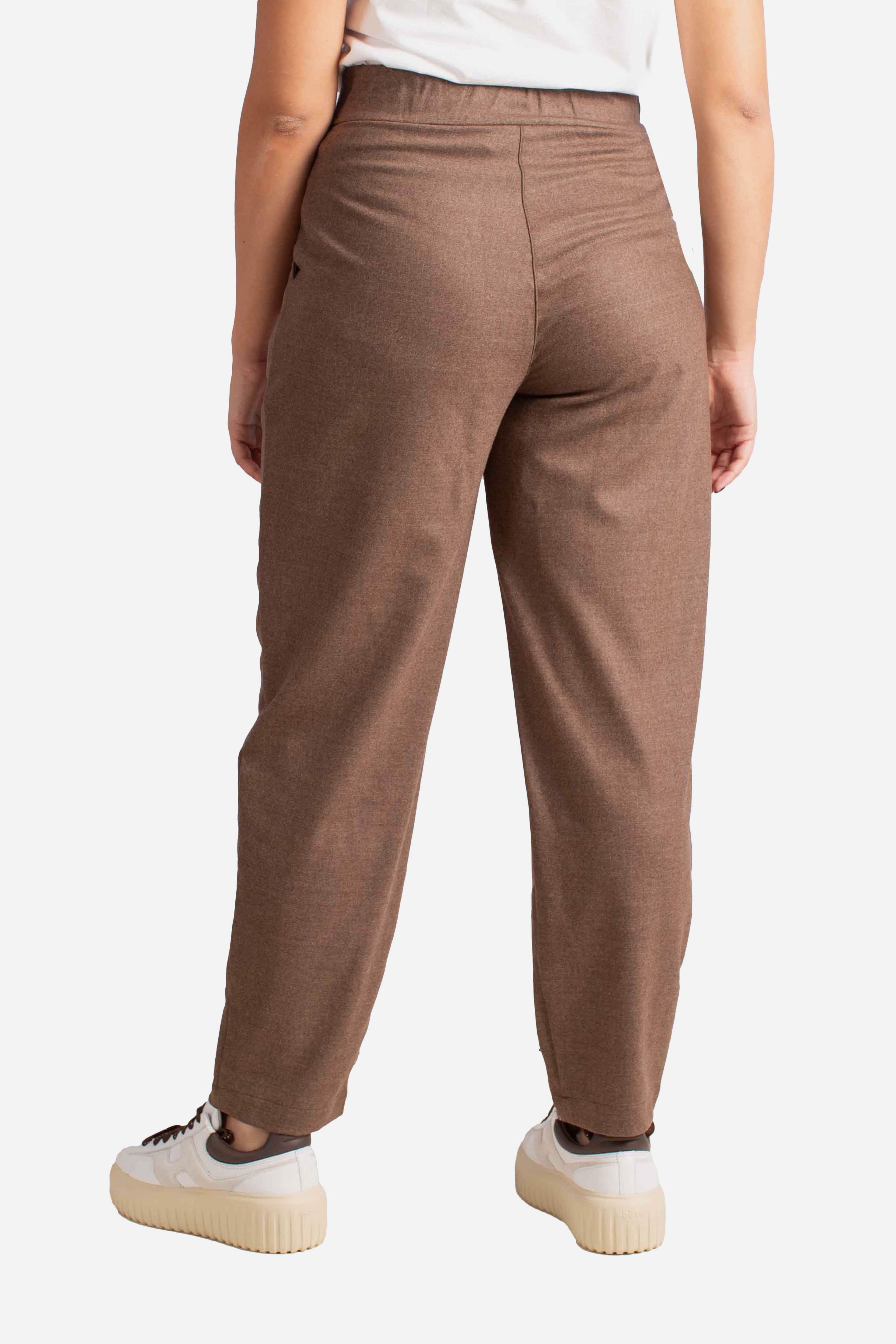 Pantalone Donna Vita Alta con Pinces Marrone 7627358800140 GRAN SASSO