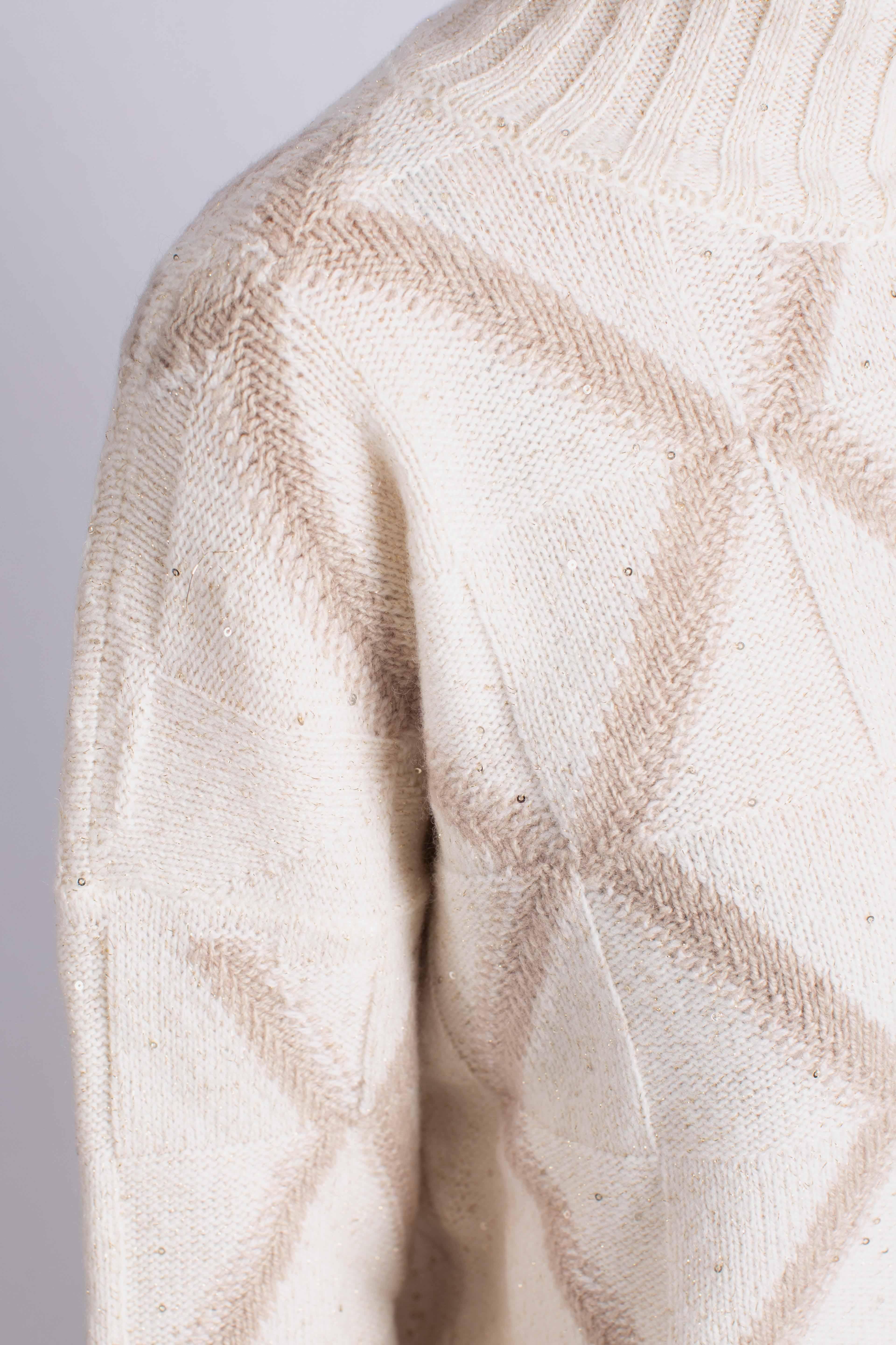 Maglia Donna a Collo Alto con Disegno Geometrico 1323037105002 GRAN SASSO