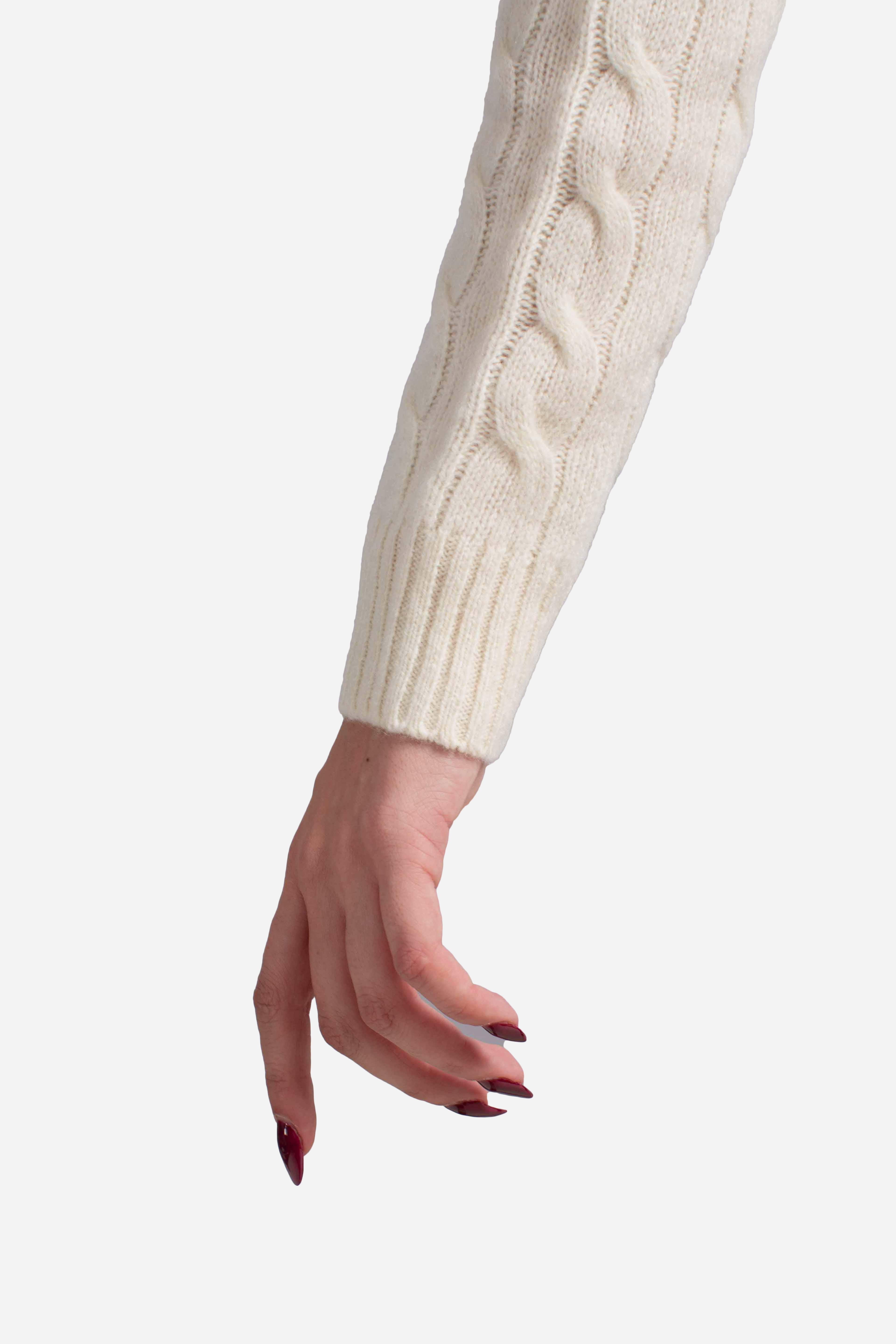 Girocollo in lana e cashmere a trecce white 211971865001 POLO RALPH LAUREN