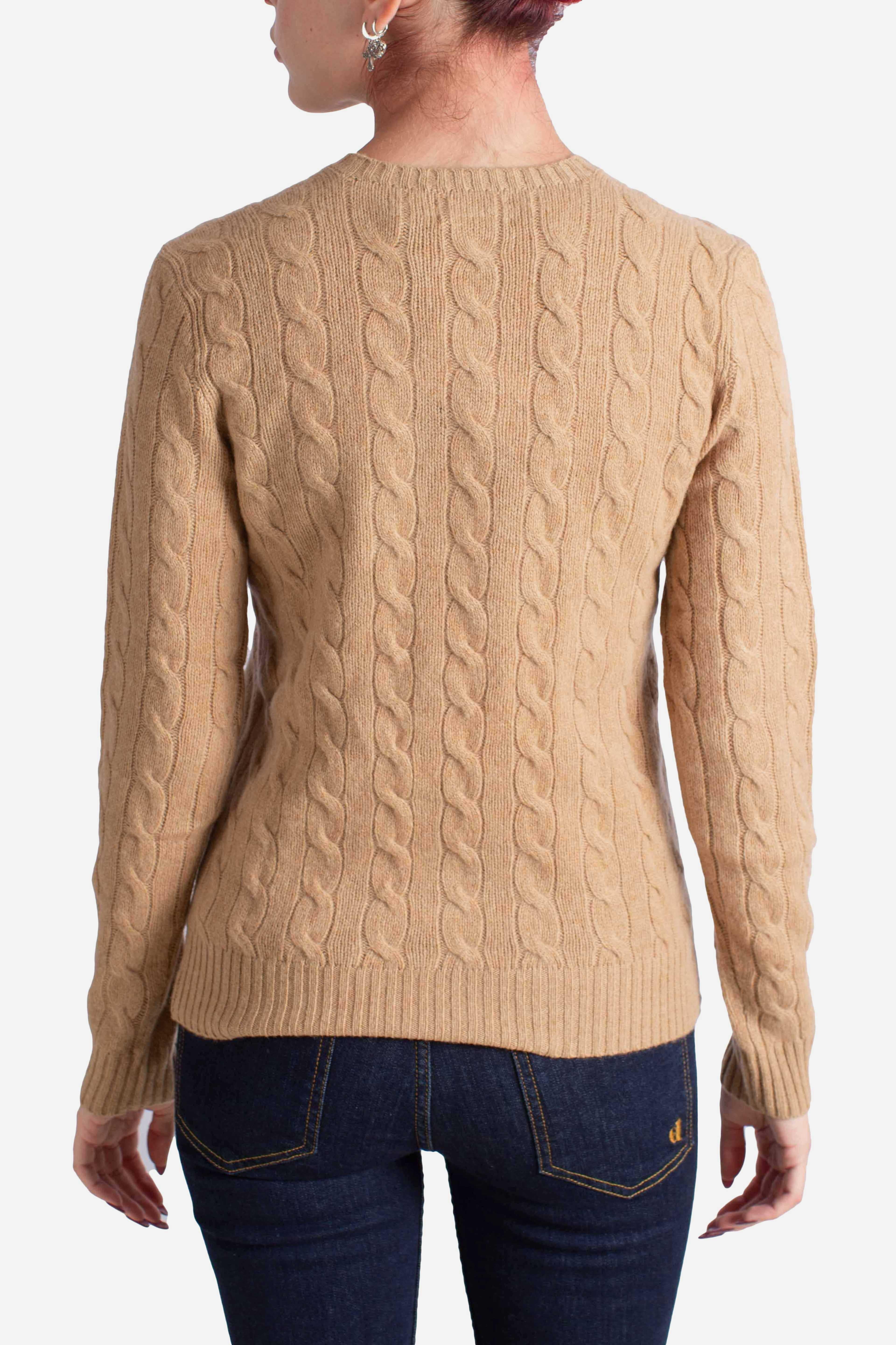 Girocollo in lana e cashmere a trecce camel 211971865002 POLO RALPH LAUREN
