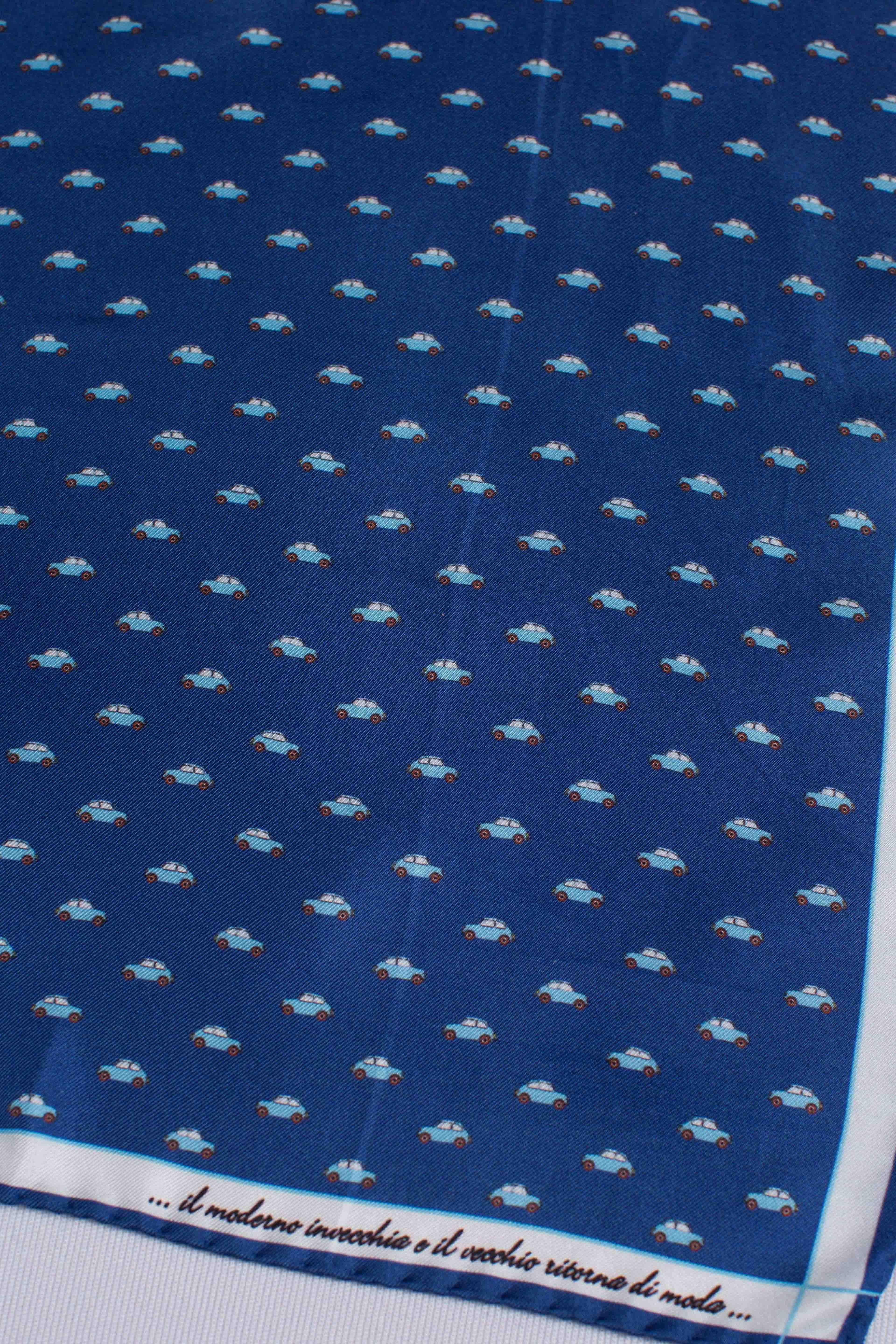 Pochette in seta stampa dandy 500 blu A5002 FEFE'