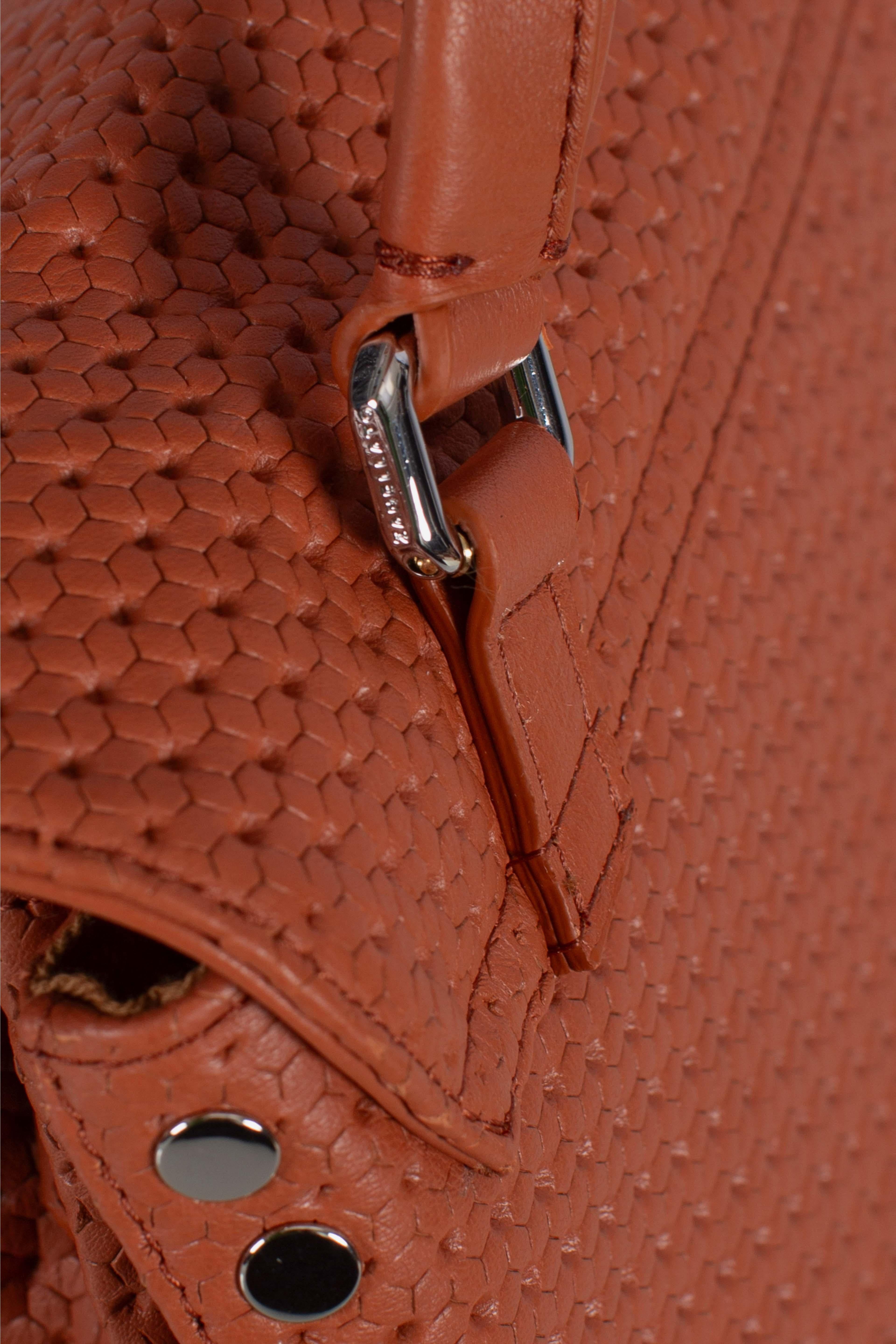 Borsa Postina S effetto intrecciato brown brandy 0680102190000SZ0203 ZANELLATO