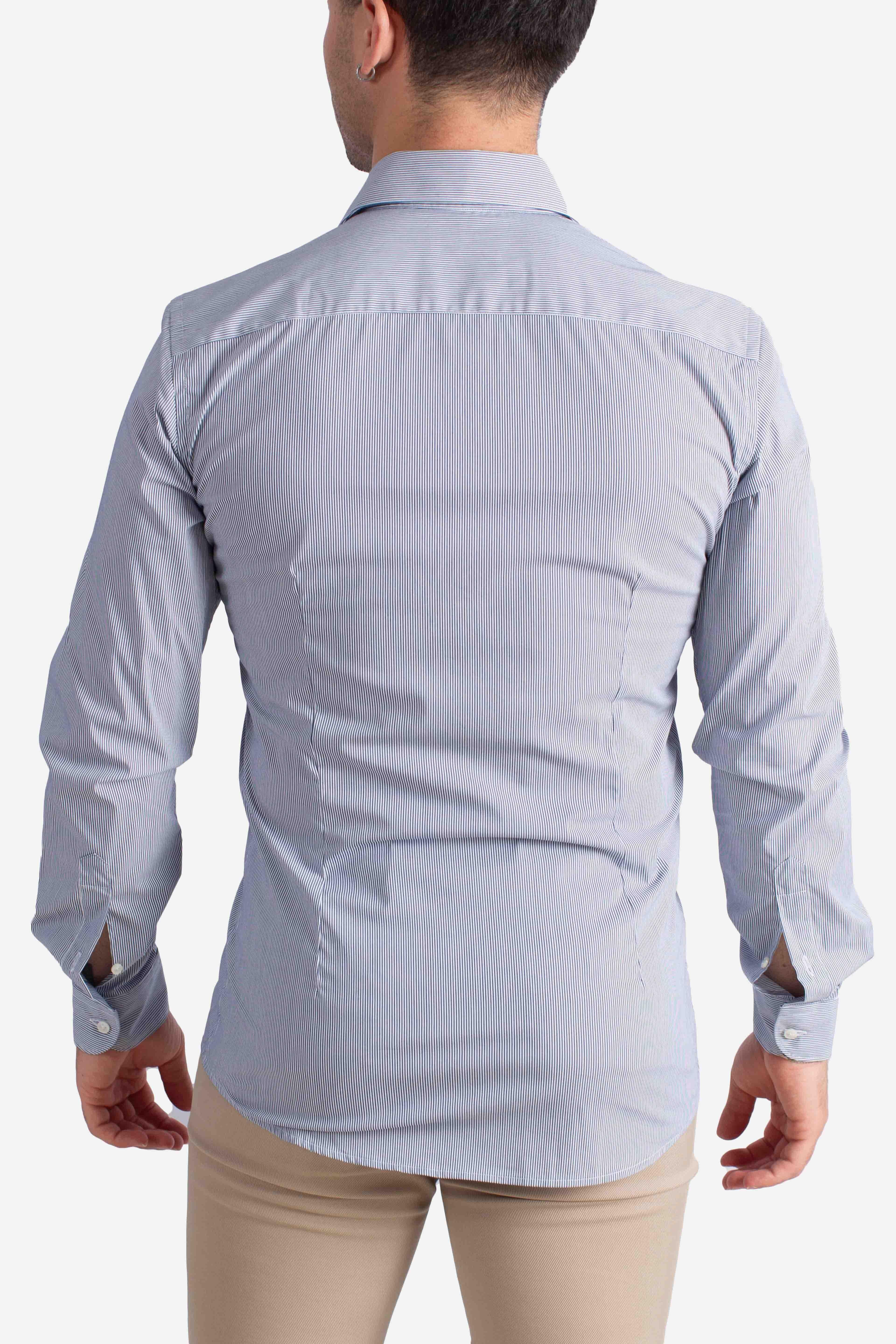 Camicia Uomo semi francese Stretch Microfantasia bianco celeste NCMA150259SXAIU806 FAY