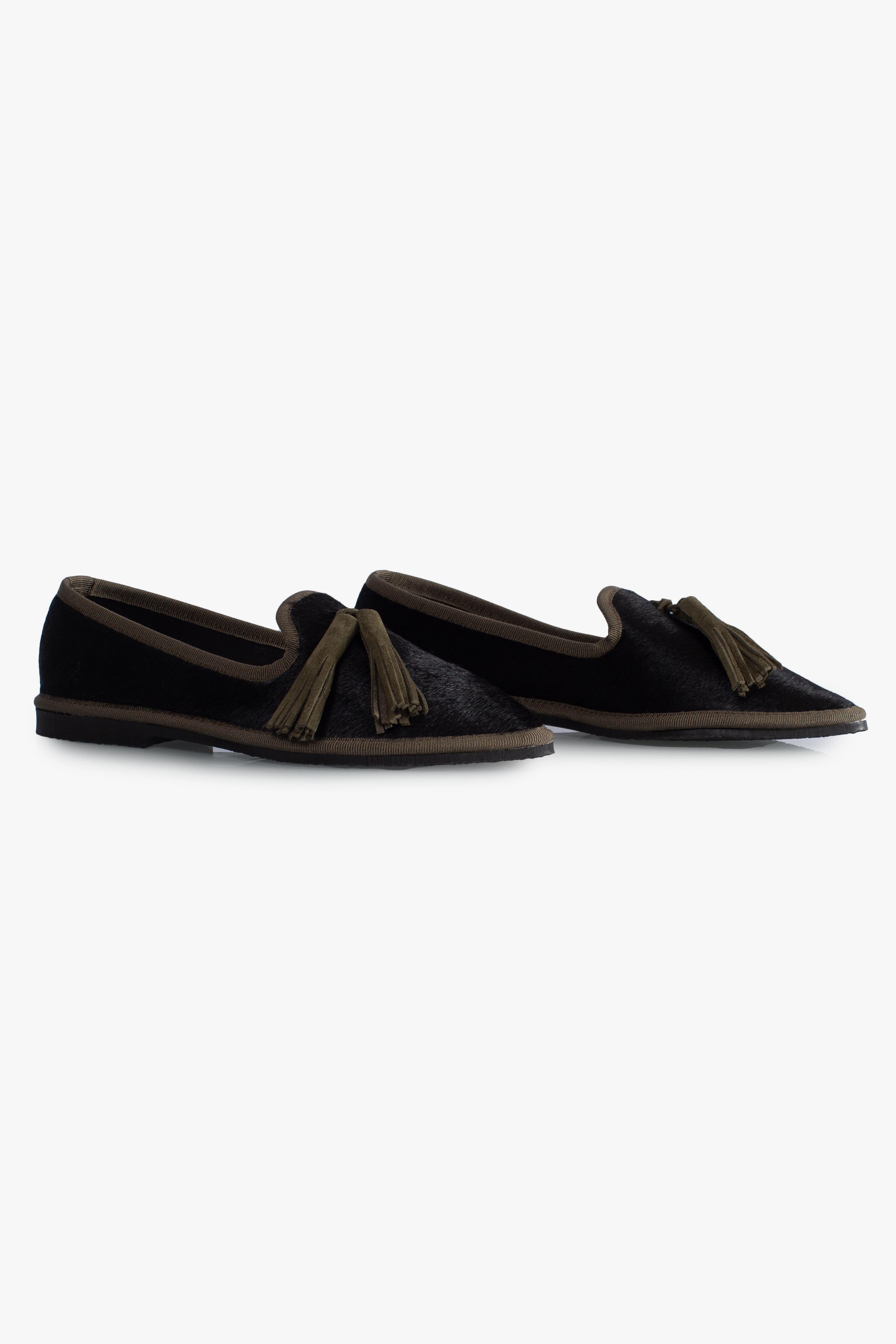 Friulana Norahe in cavallino nero con nappine kaki PFNCAVALLINO NERO NORAHE'