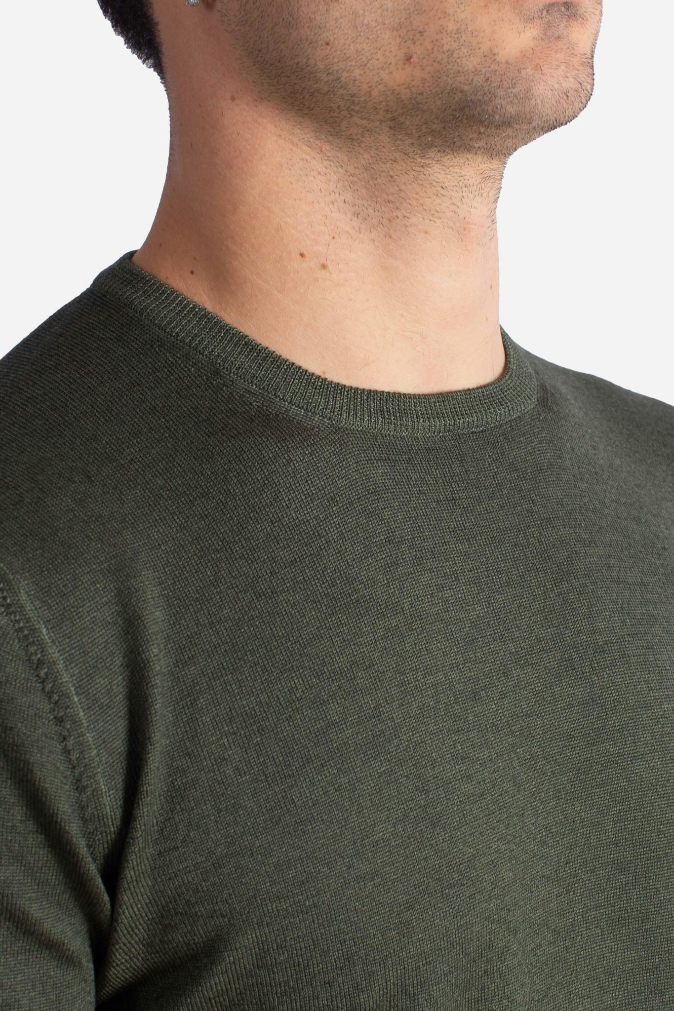 Maglia Girocollo in Lana Merino Extrafine verde militare 5516722792628 GRAN SASSO