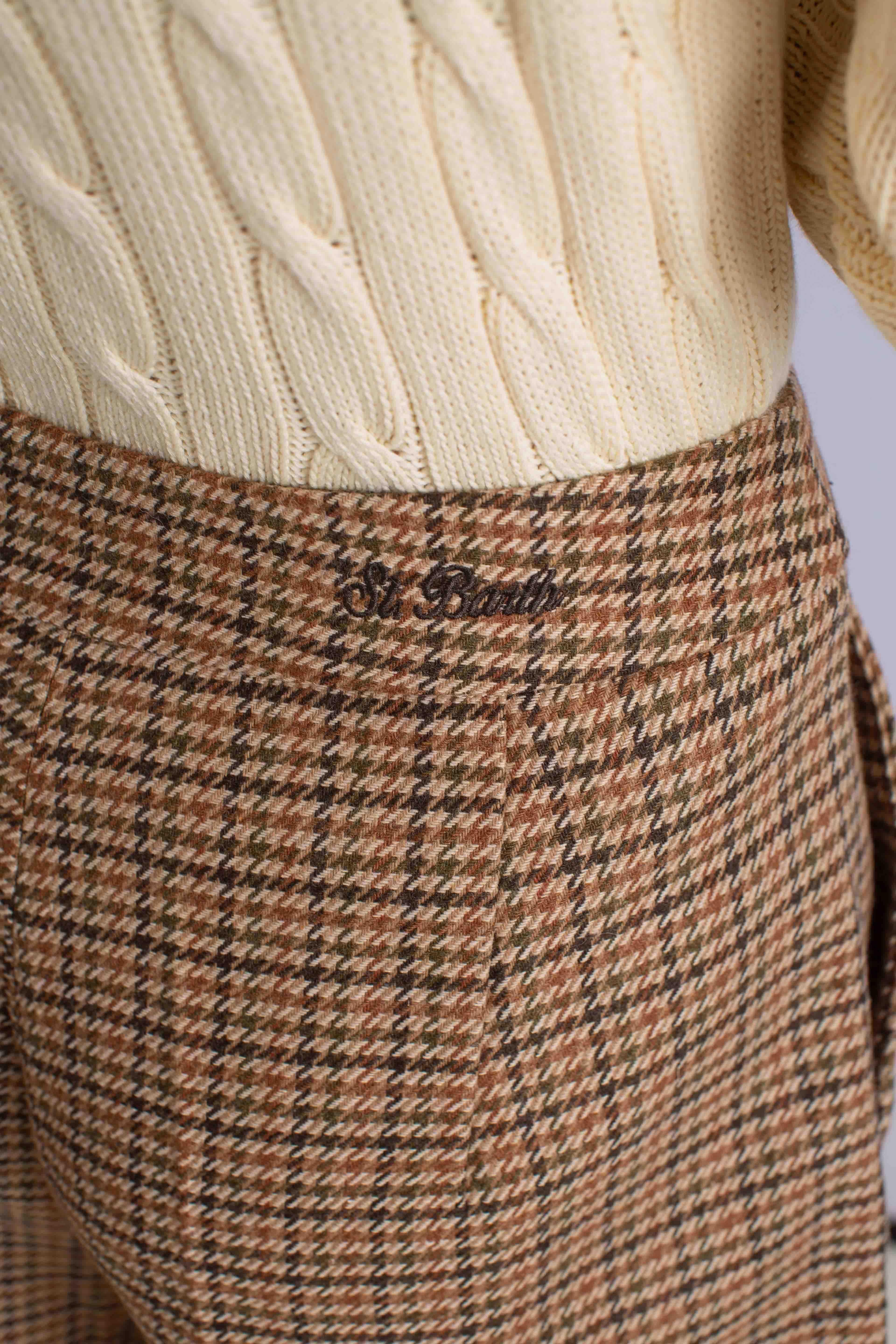 Pantaloncino Donna Fantasia Pied de Poule Marrone AYA000100205I MC2 SAINT BARTH