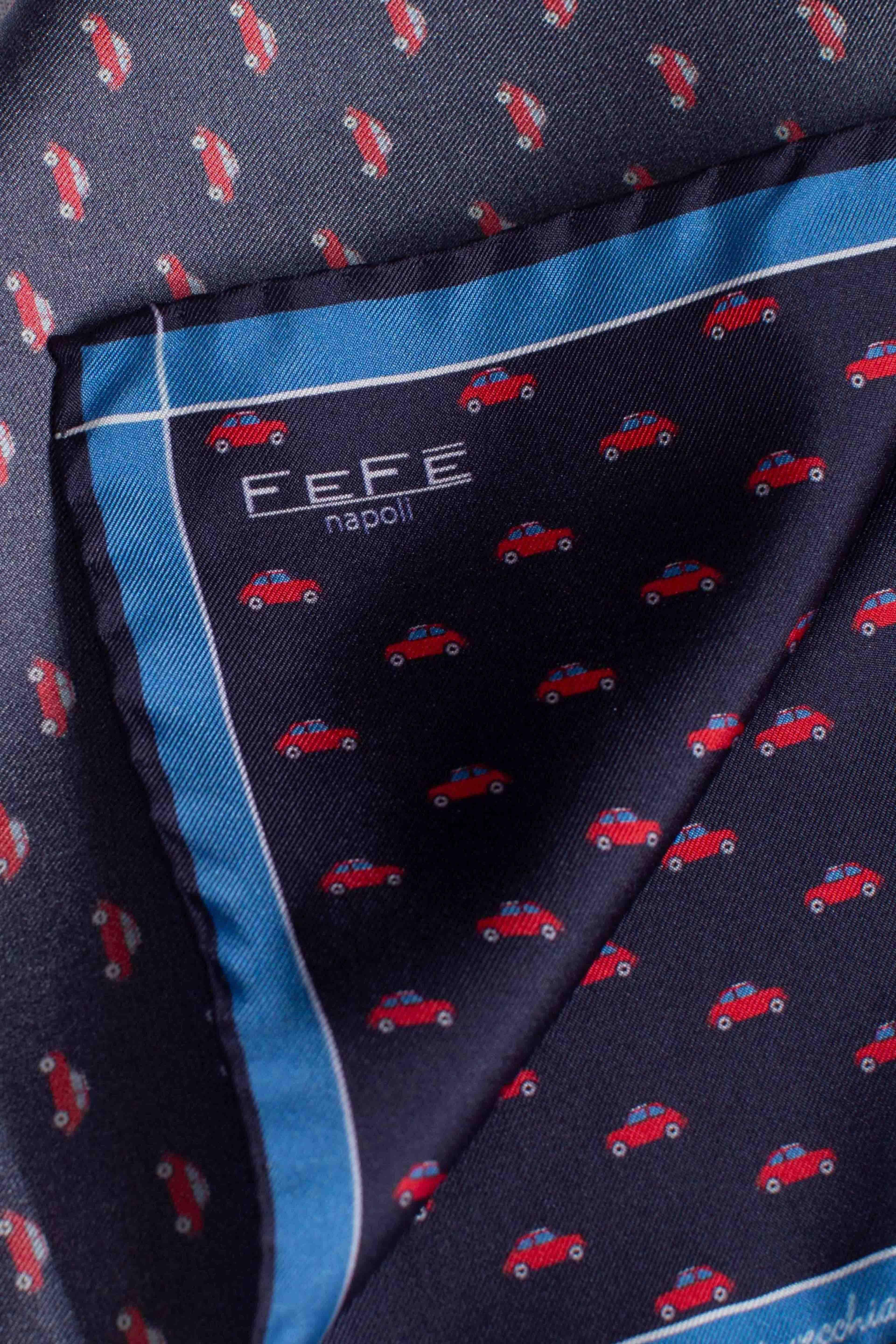 Pochette in seta stampa dandy 500 blu rosso A5001 FEFE'