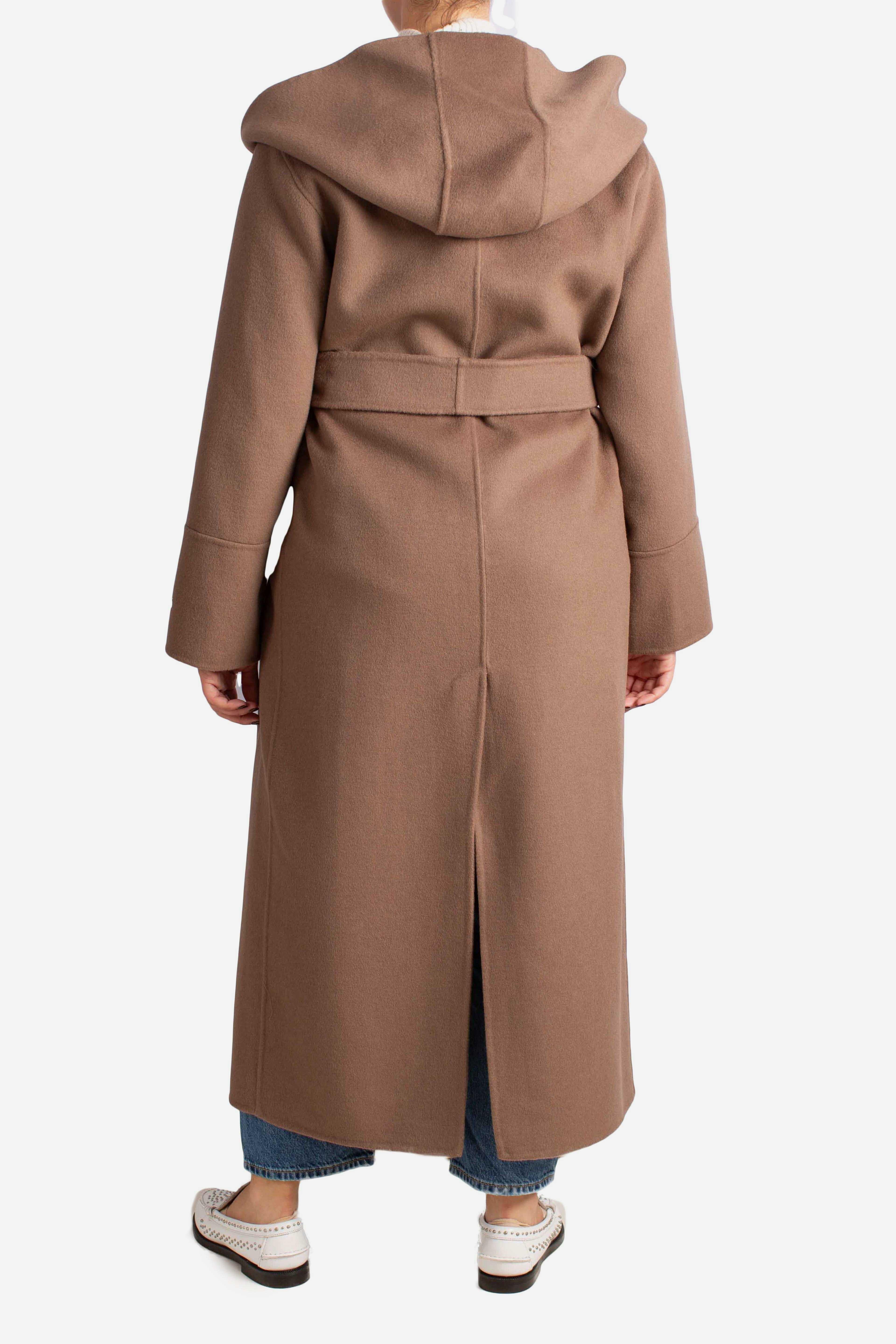 Cappotto lungo con cappuccio e cintura cammello K330Y006A1806 DIXIE