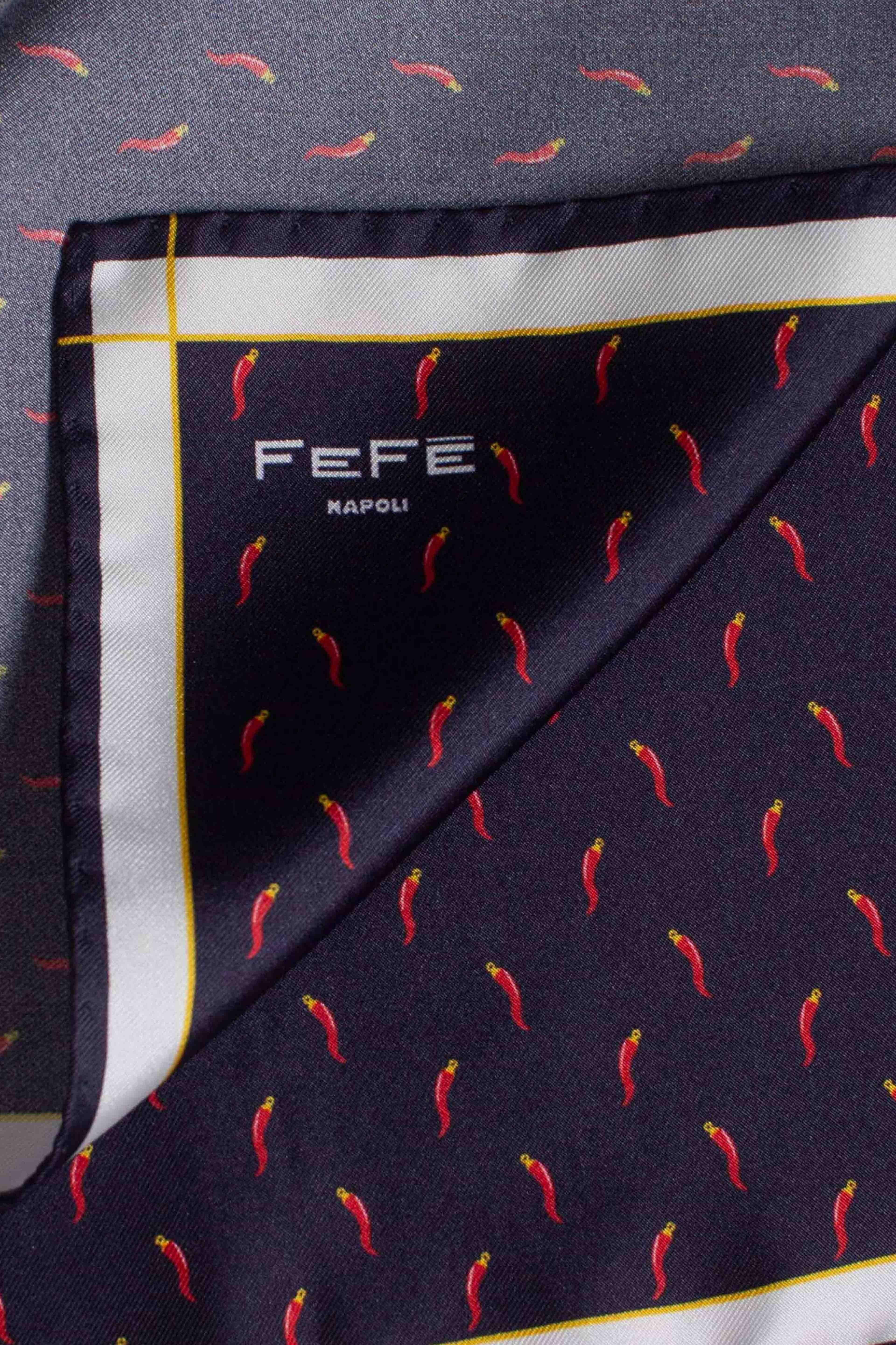 Pochette in seta stampa dandy cornetti blu rosso CORNET1 FEFE'