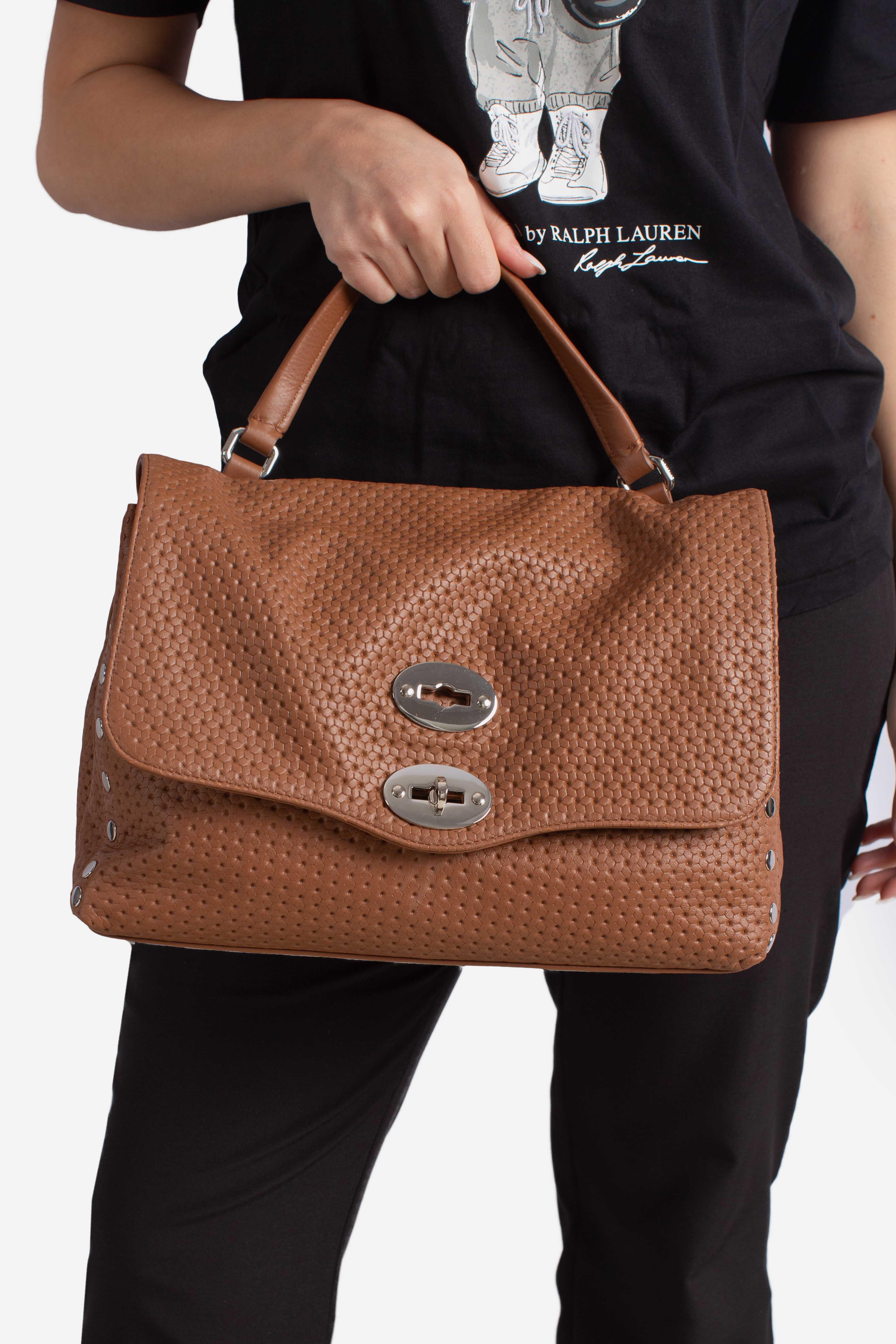 Borsa Postina S effetto intrecciato brown lion 0680102190000SZ0204 ZANELLATO