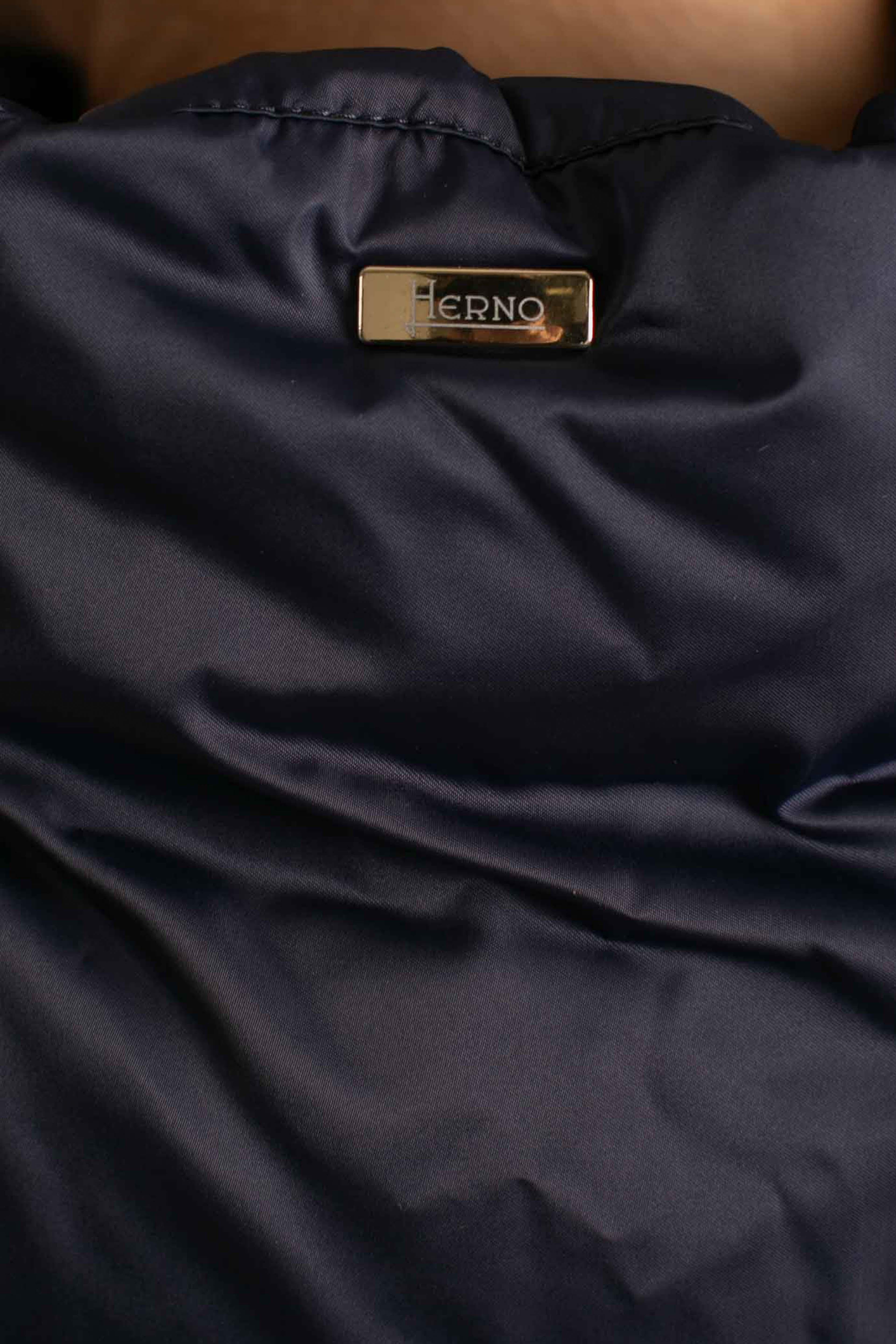 Piumino Donna Nylon Satin new blu con Cappuccio e Zip Oro PI1304D12170Z9202 HERNO