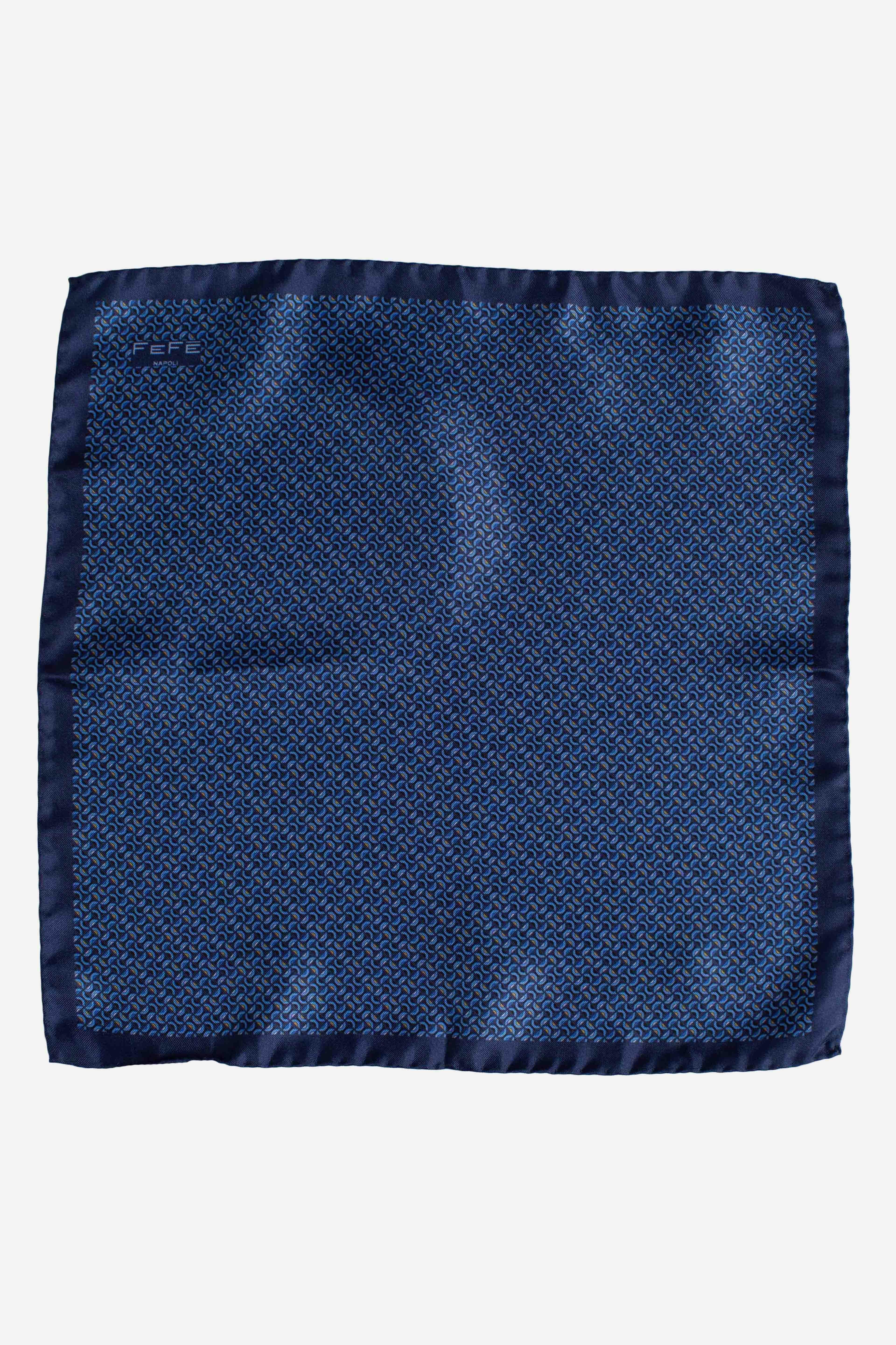 Pochette in seta stampa dandy farfalle blu IJ48041 FEFE'