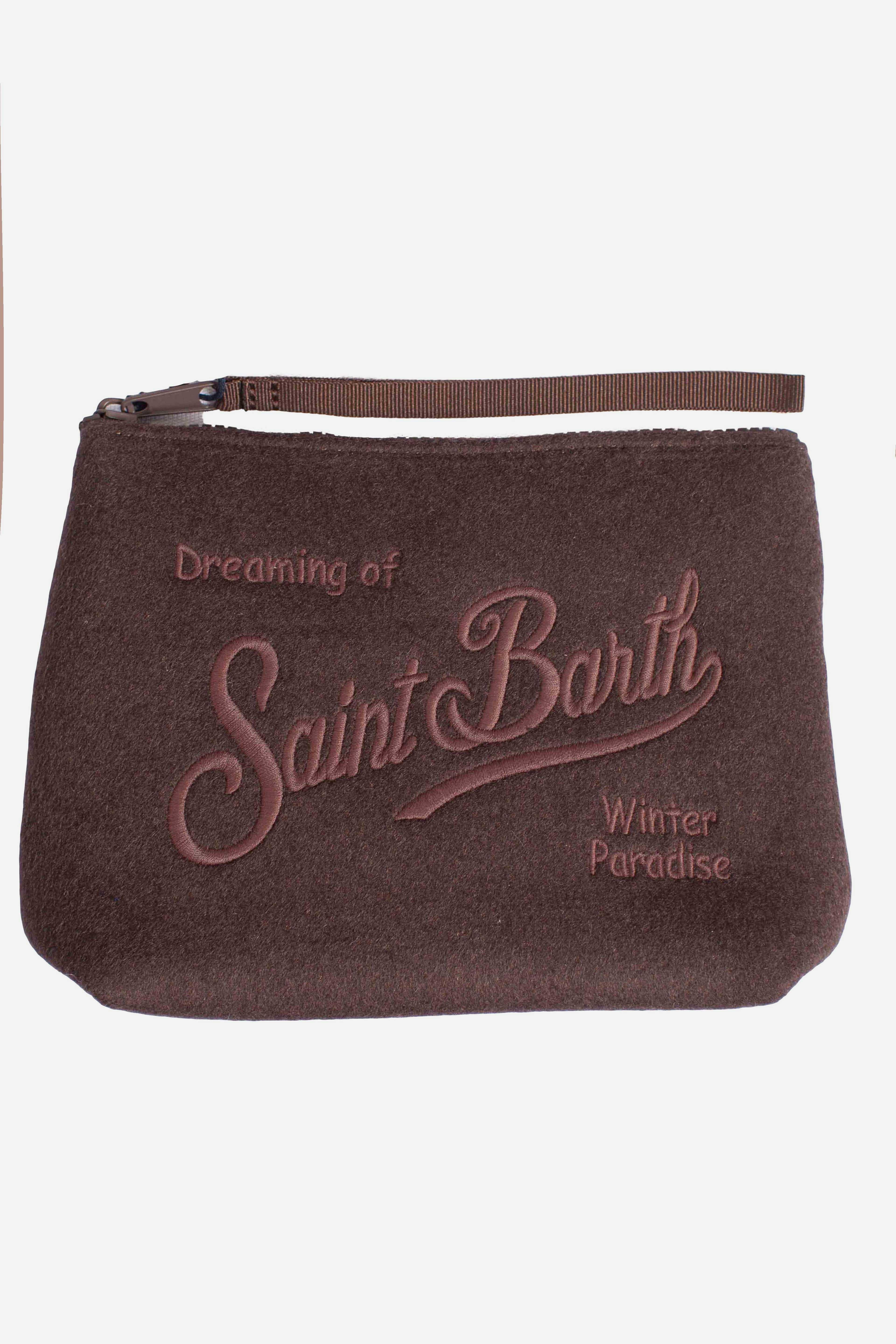 Pochette Aline in effetto Feltro brown - "Dreaming of Saint Barth Winter Paradise" ALI002801042I MC2 SAINT BARTH