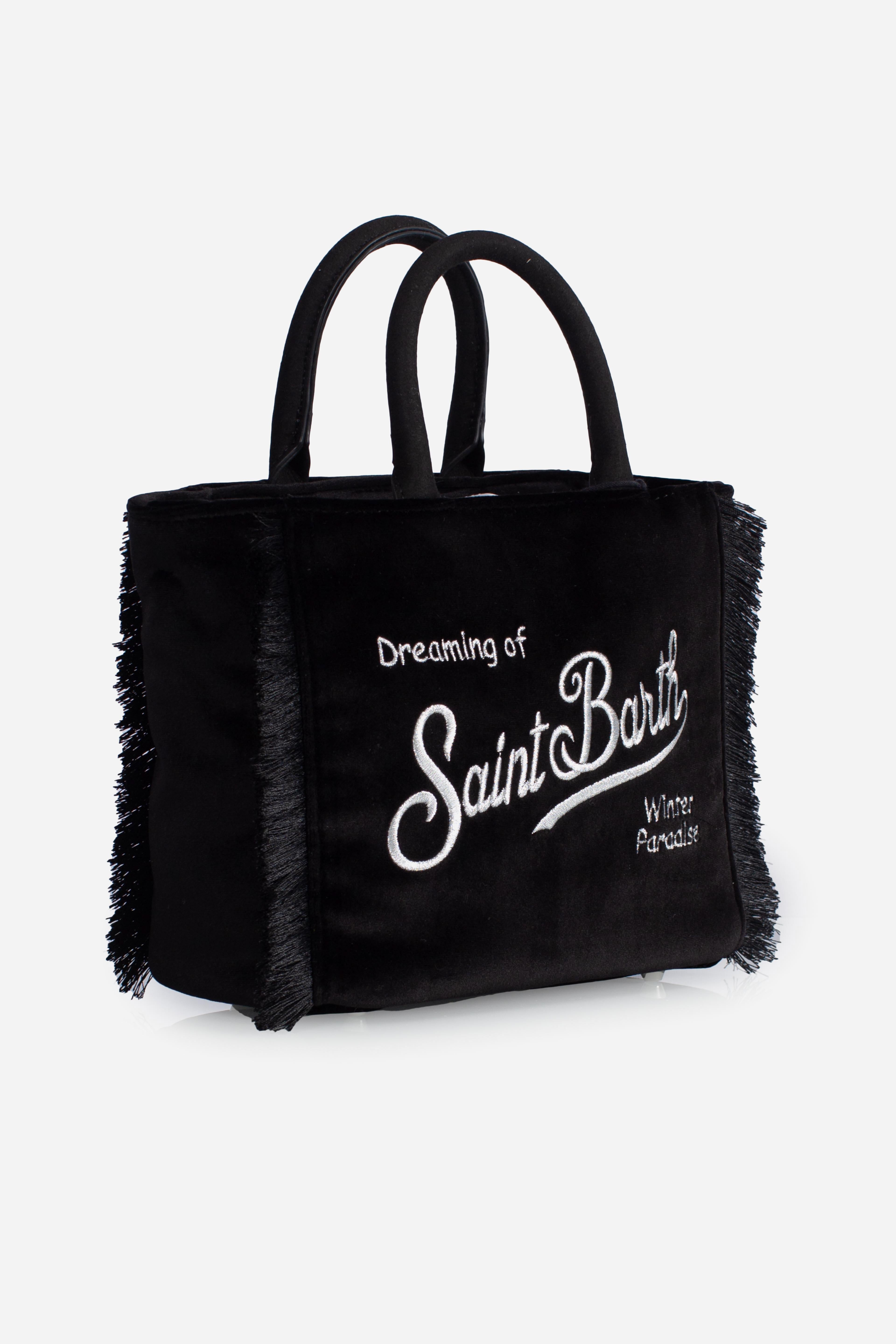 Borsa Vanity mini velvet Dreaming of Saint Barth Winter Paradise black VAMI02700207I MC2 SAINT BARTH