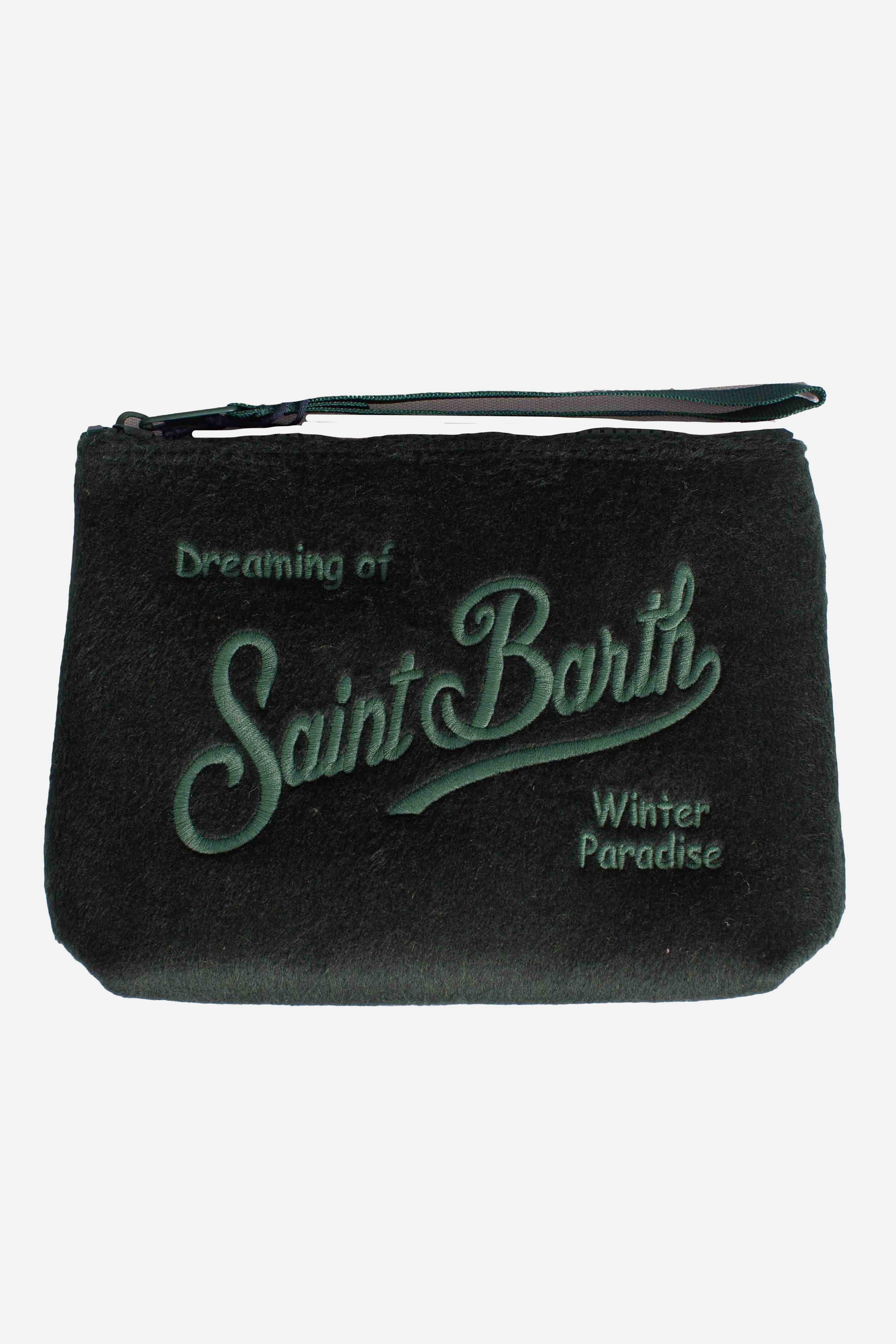 Pochette Aline in effetto velluto green - "Dreaming of Saint Barth Winter Paradise" ALI002800302I MC2 SAINT BARTH