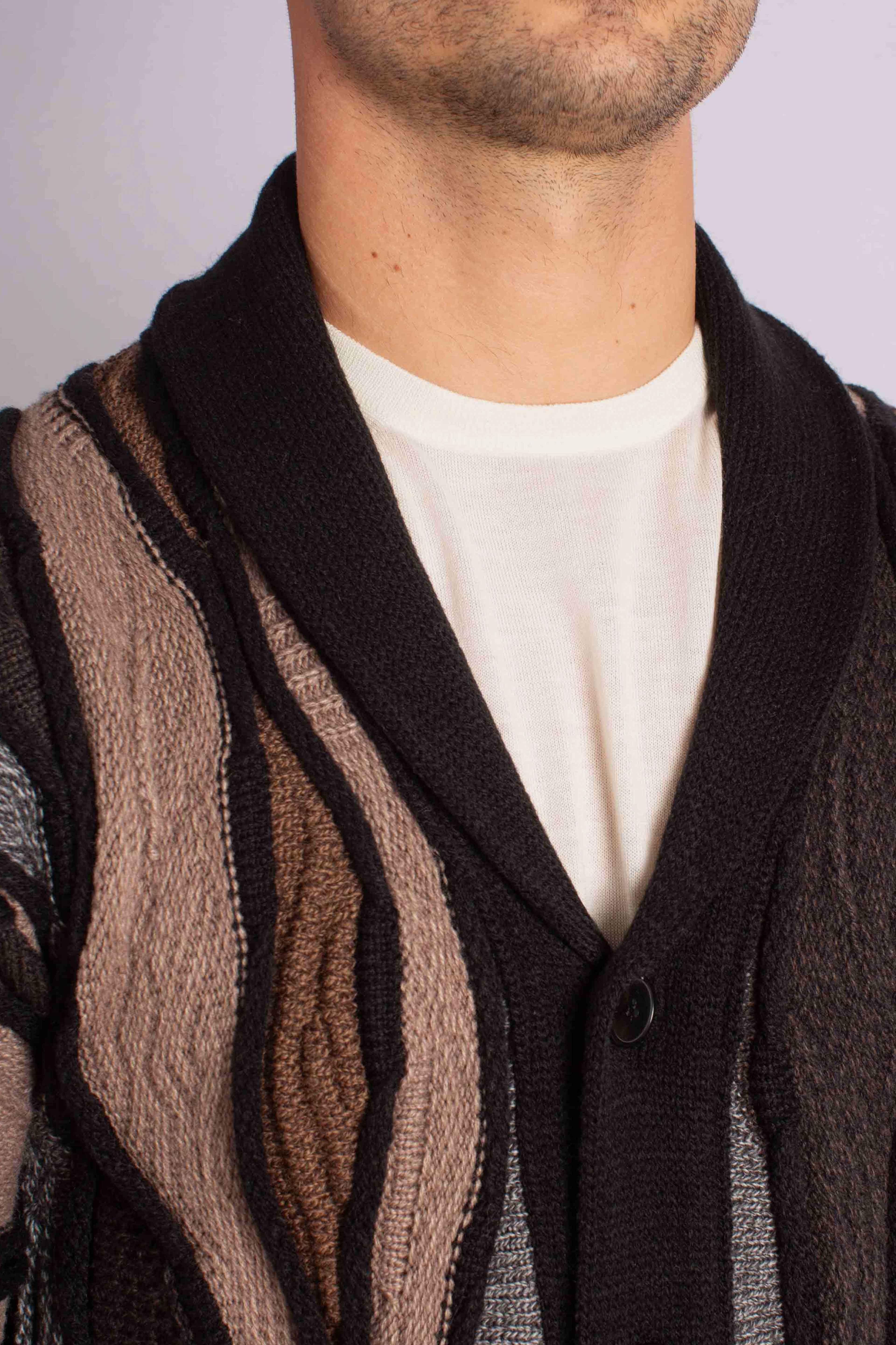Cardigan Uomo Black brown Multicolor 32091599G0100 LORENZONI