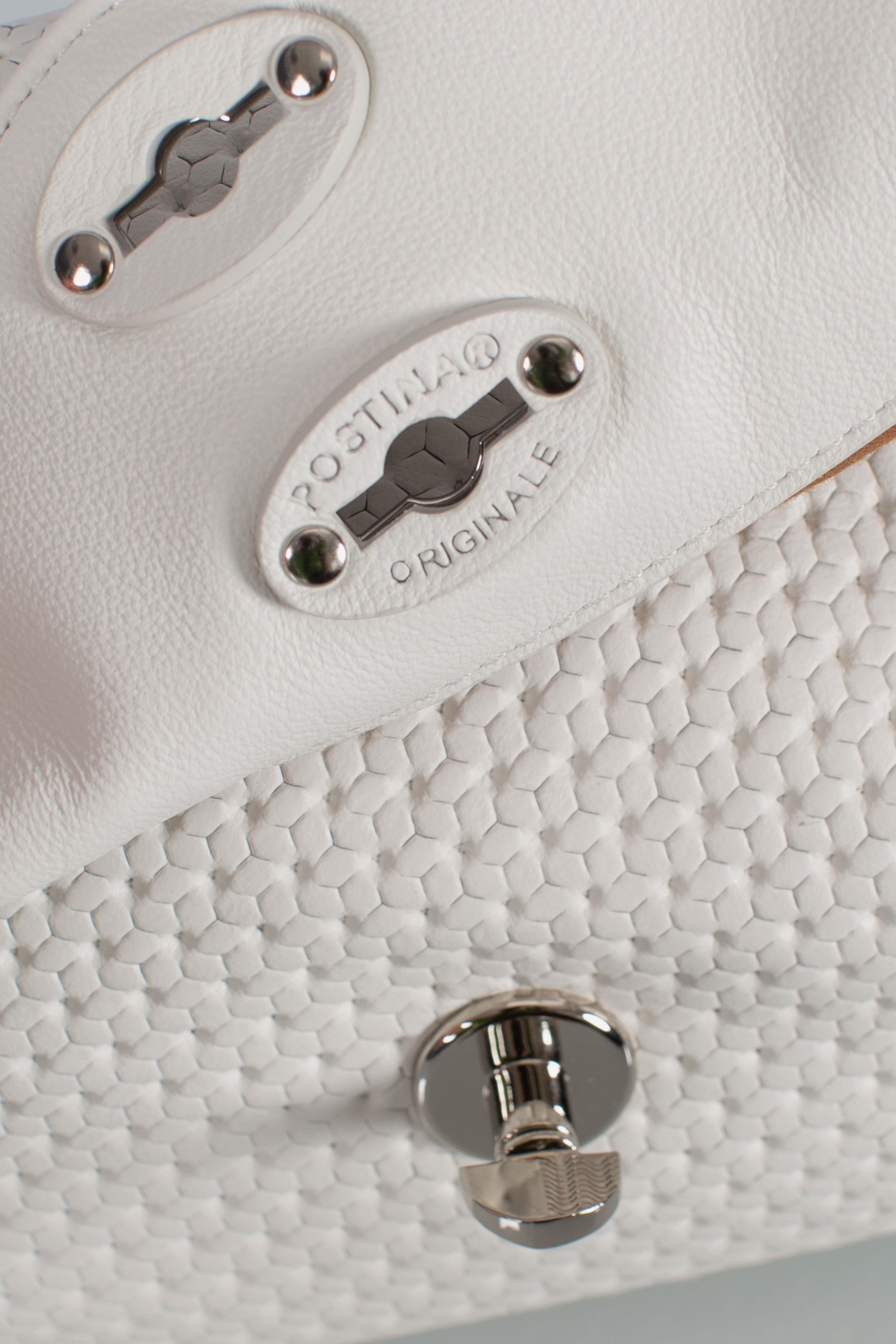 Borsa Postina Baby effetto intrecciato white cima 0680102190000BZ1170 ZANELLATO