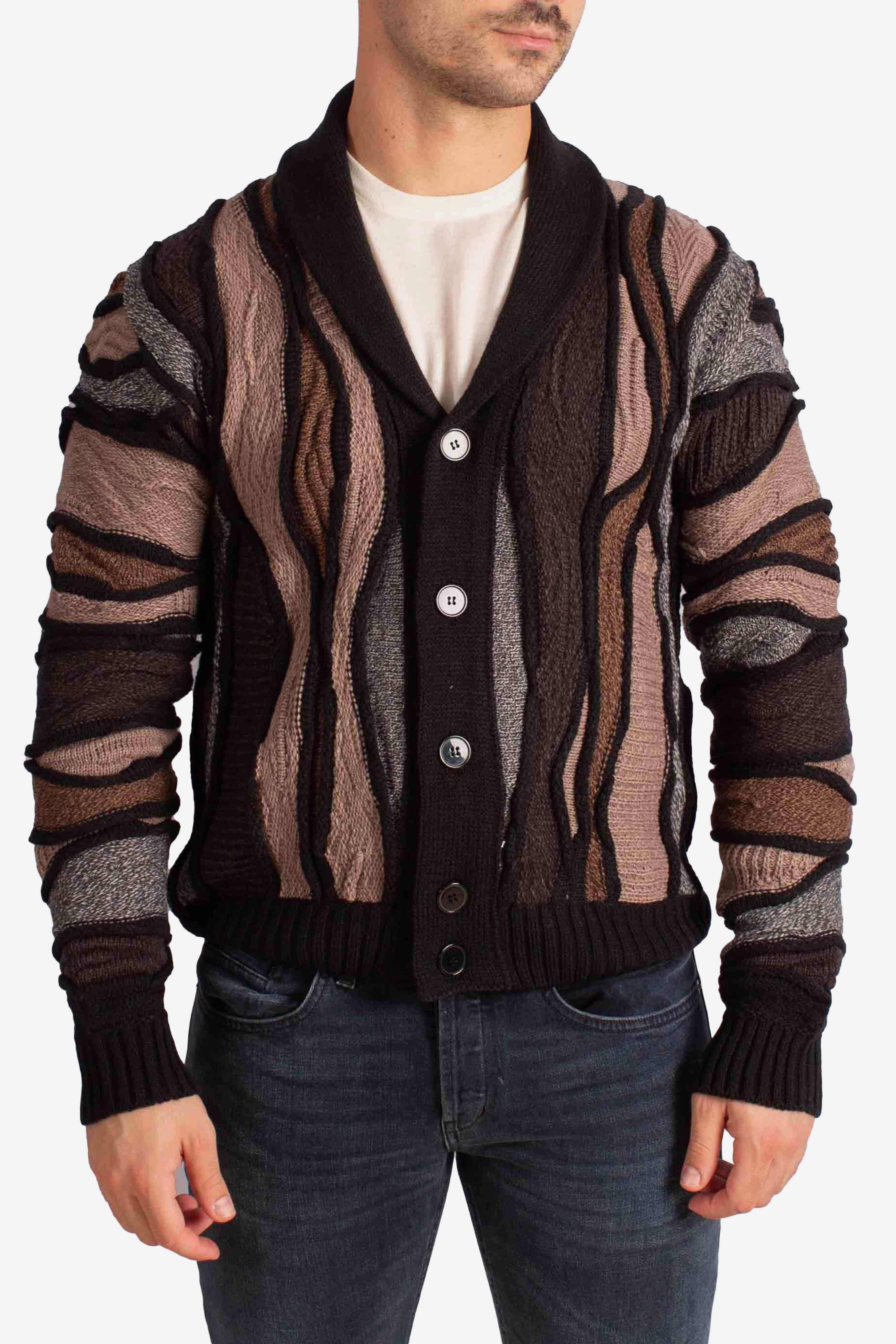 Cardigan Uomo Black brown Multicolor 32091599G0100 LORENZONI