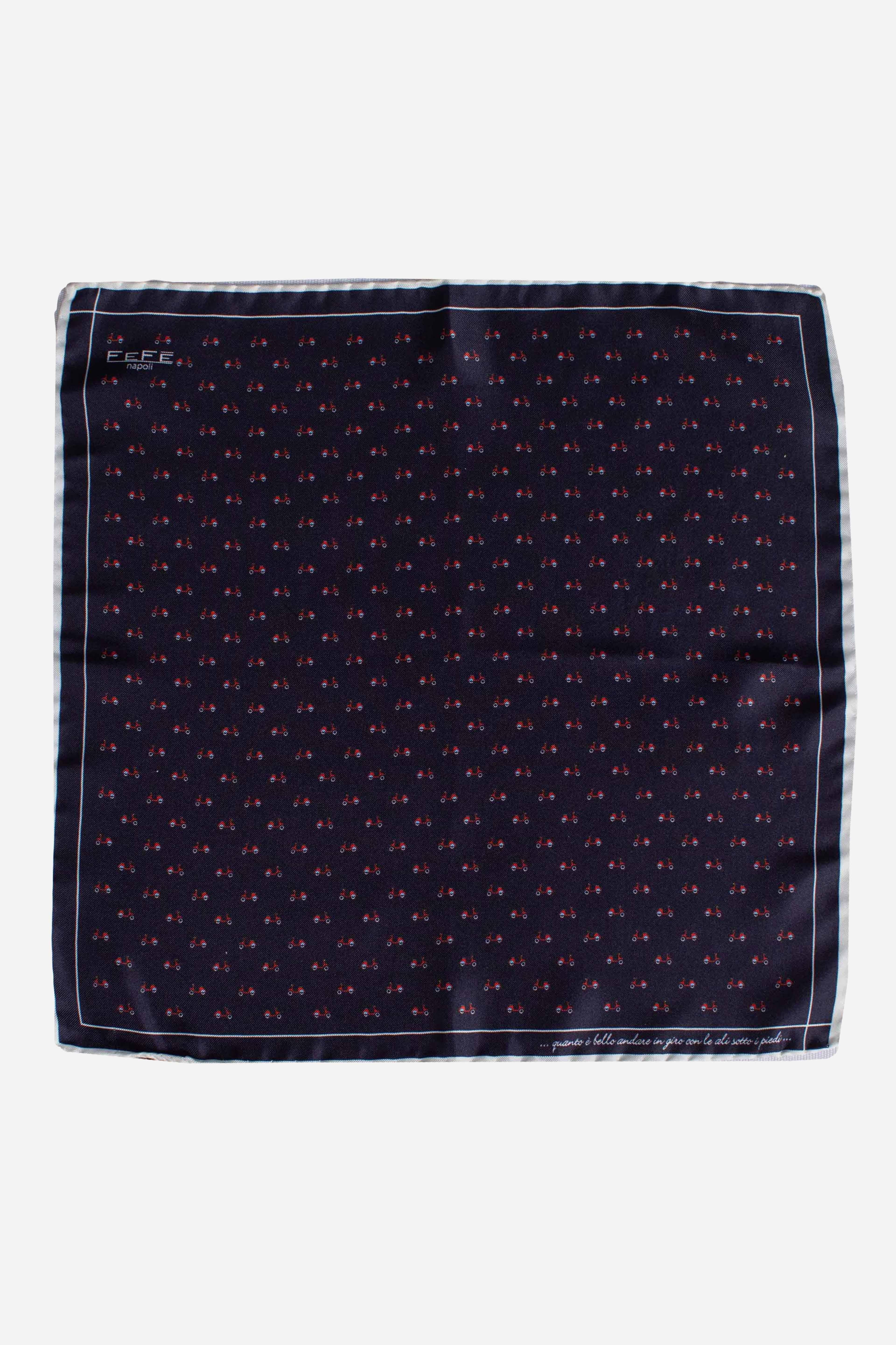 Pochette in seta stampa dandy vespe special blu rosso SPCL1 FEFE'