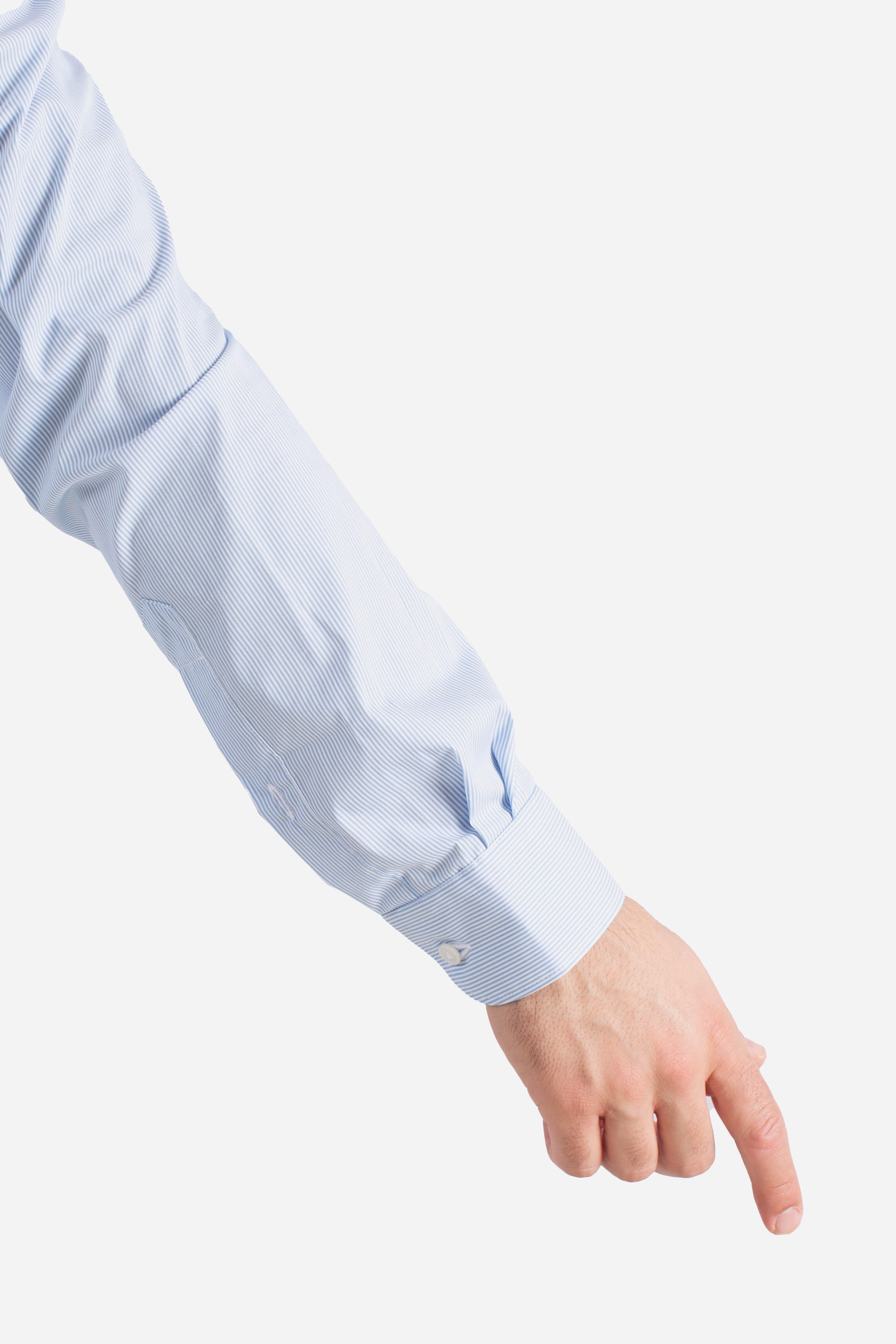 Camicia Uomo semi francese Stretch Microfantasia bianco celeste NCMA150259SXAIU601 FAY