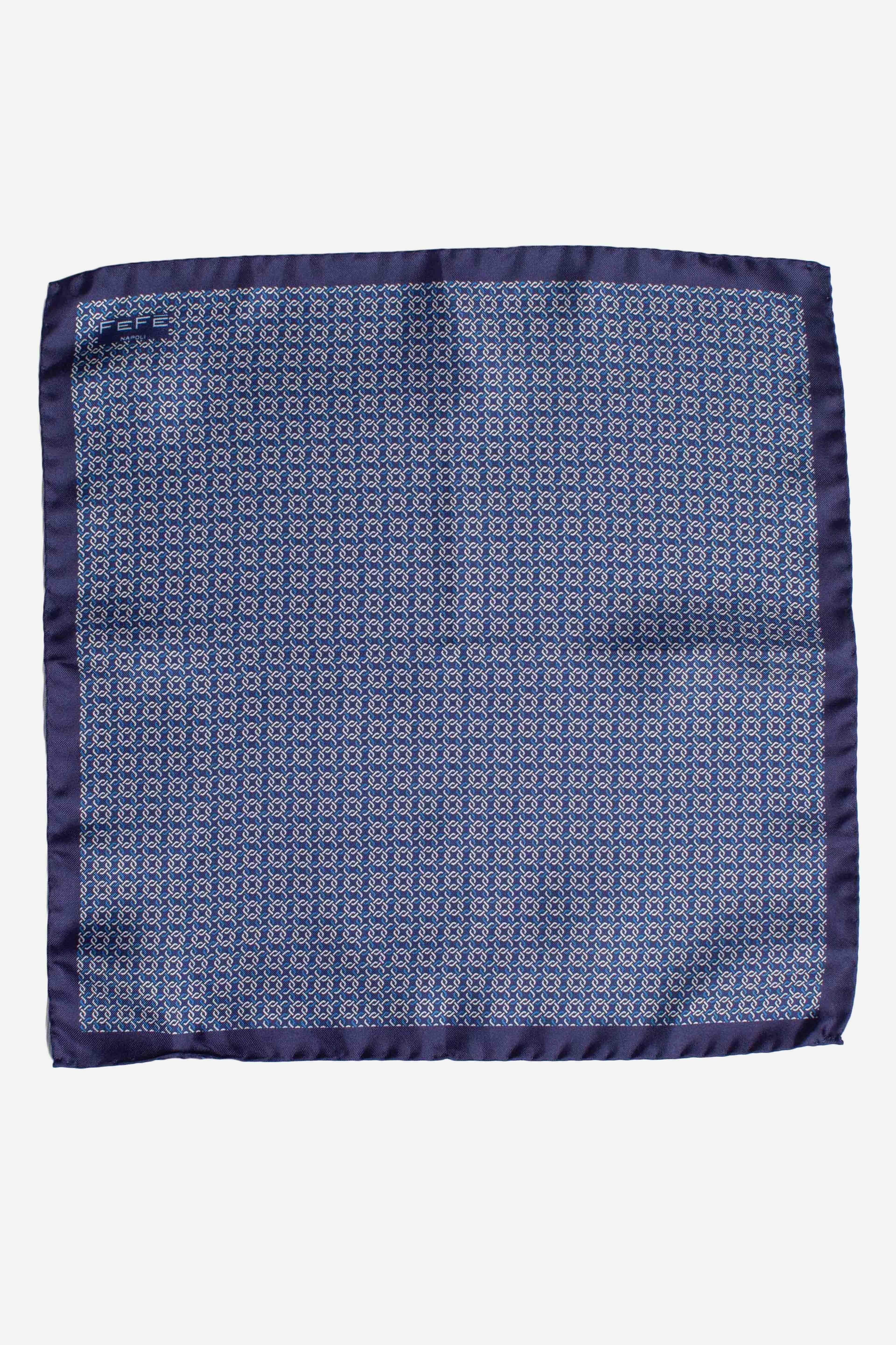 Pochette in seta stampa dandy rombi blu IJ44742009 FEFE'