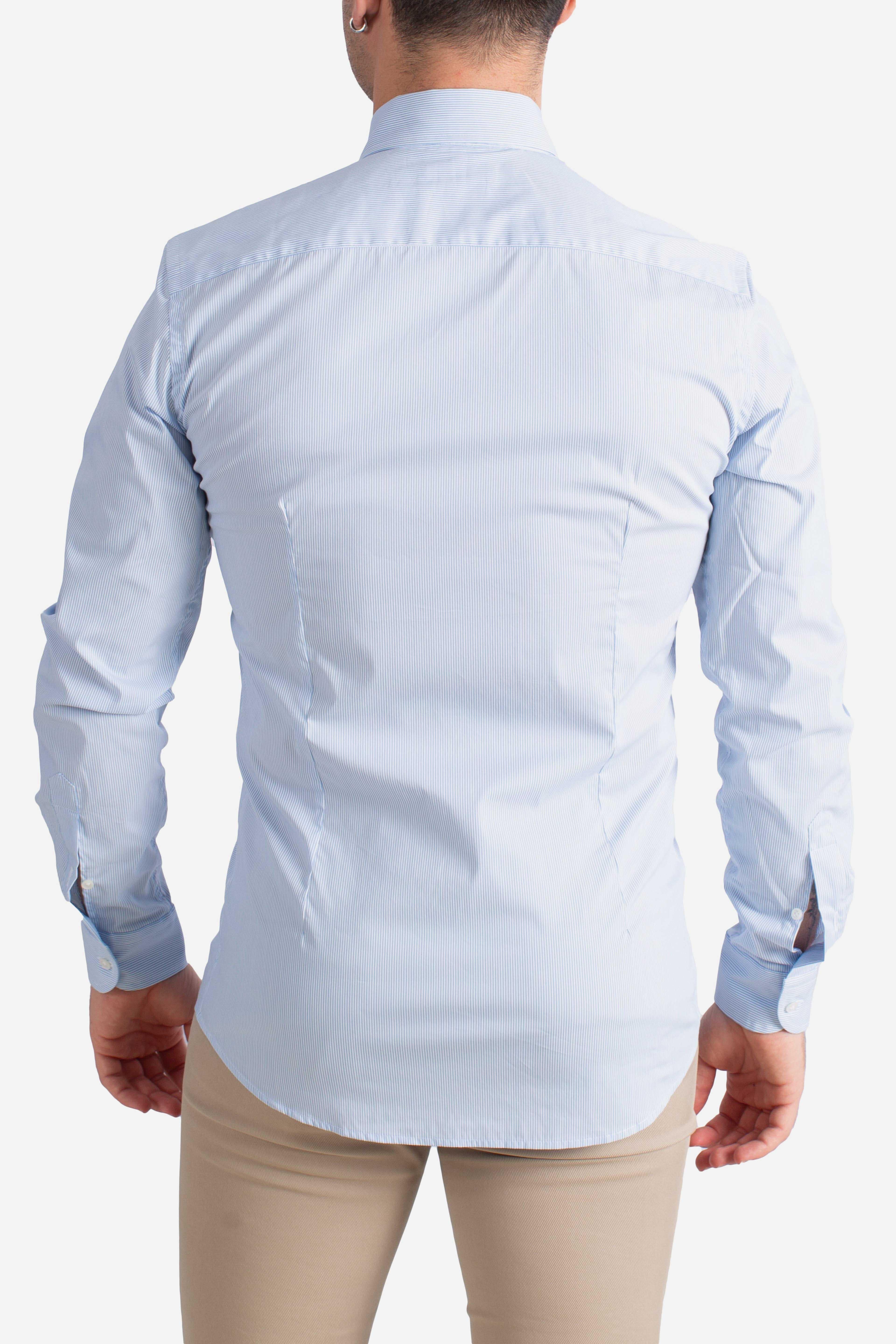 Camicia Uomo botton down Stretch Microfantasia bianco azzurro NCMA150258SXAIU601 FAY