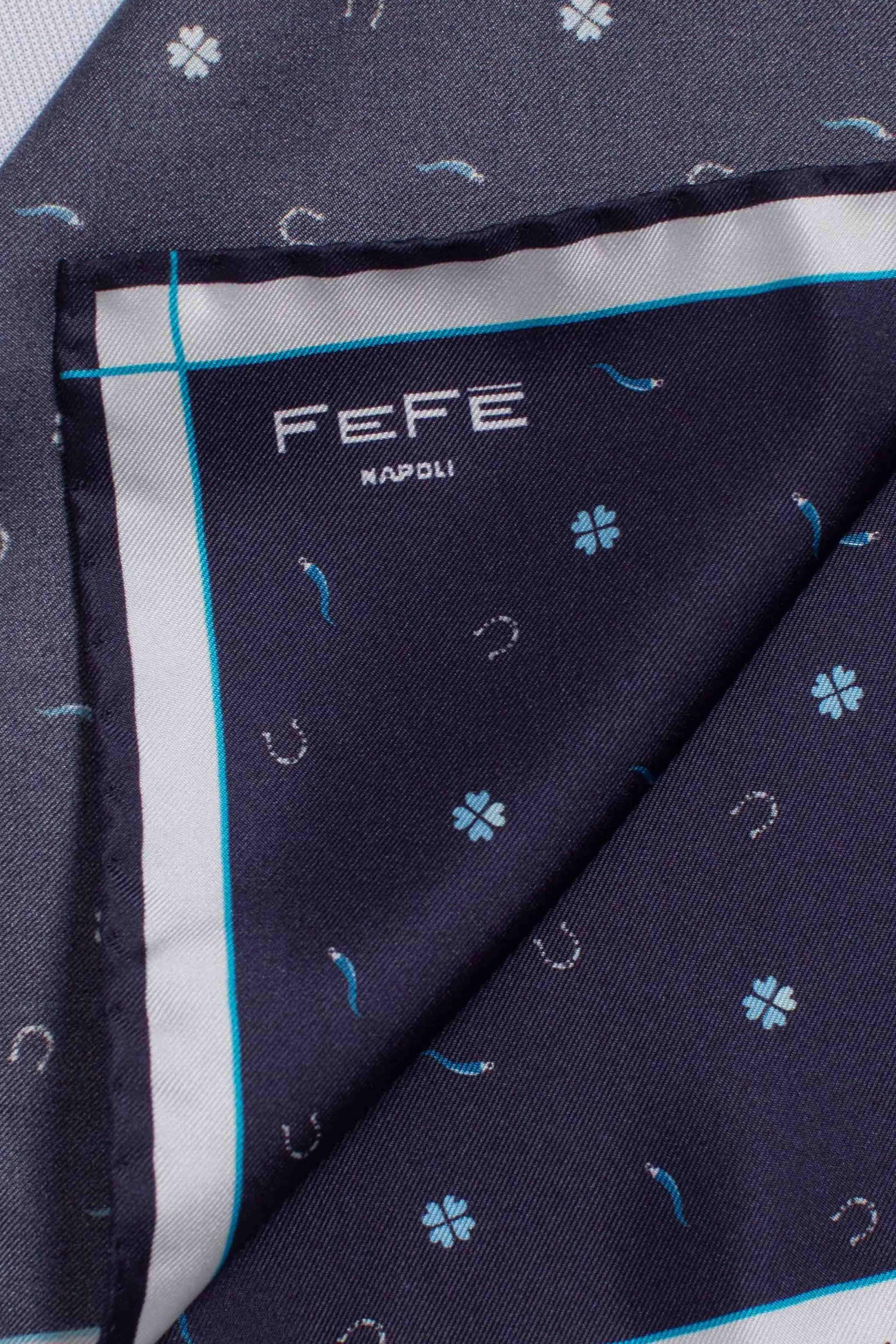 Pochette in seta stampa dandy scaramantia blu SCARAMANTIA1 FEFE'