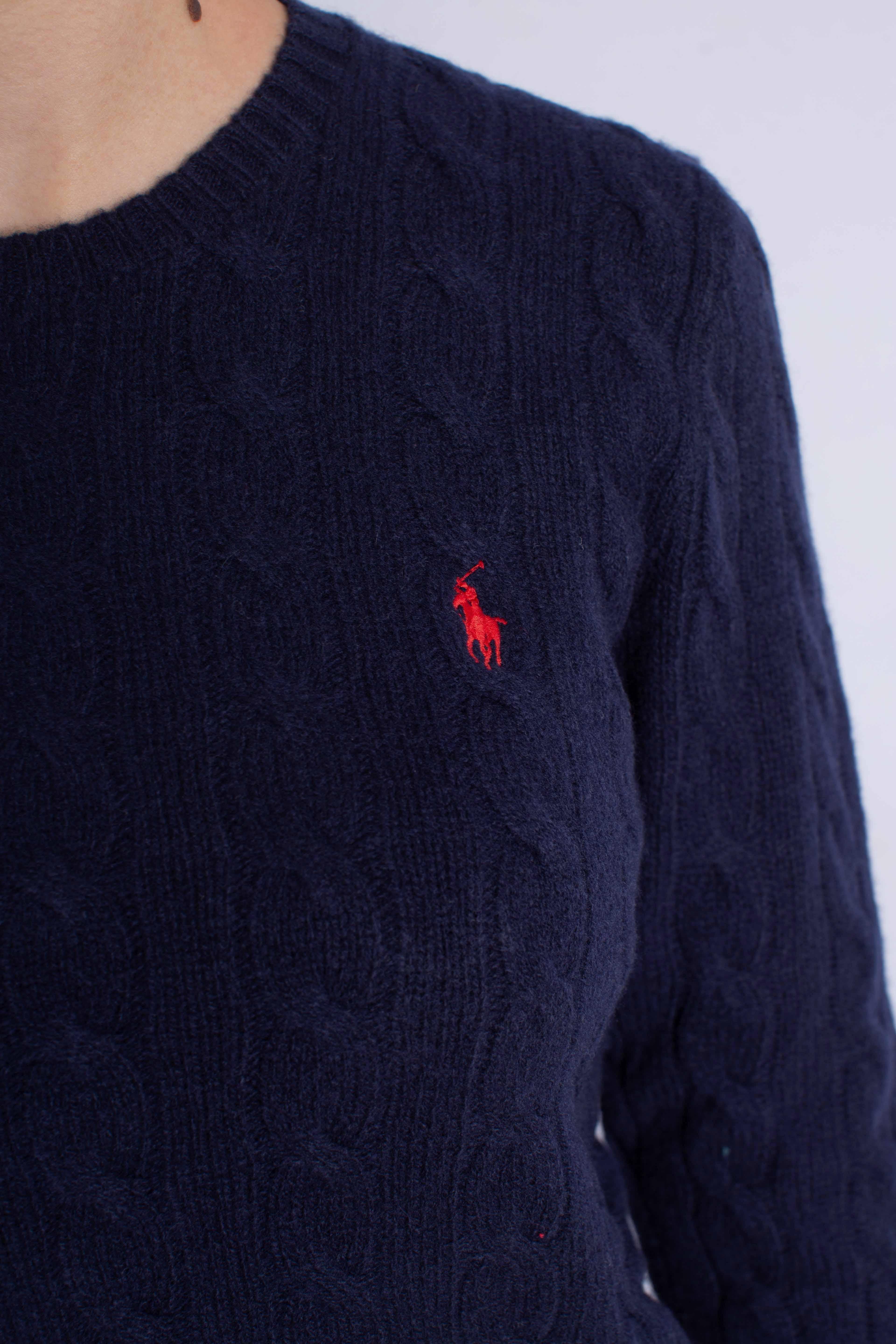 Girocollo in lana e cashmere a trecce blue 211971865003 POLO RALPH LAUREN
