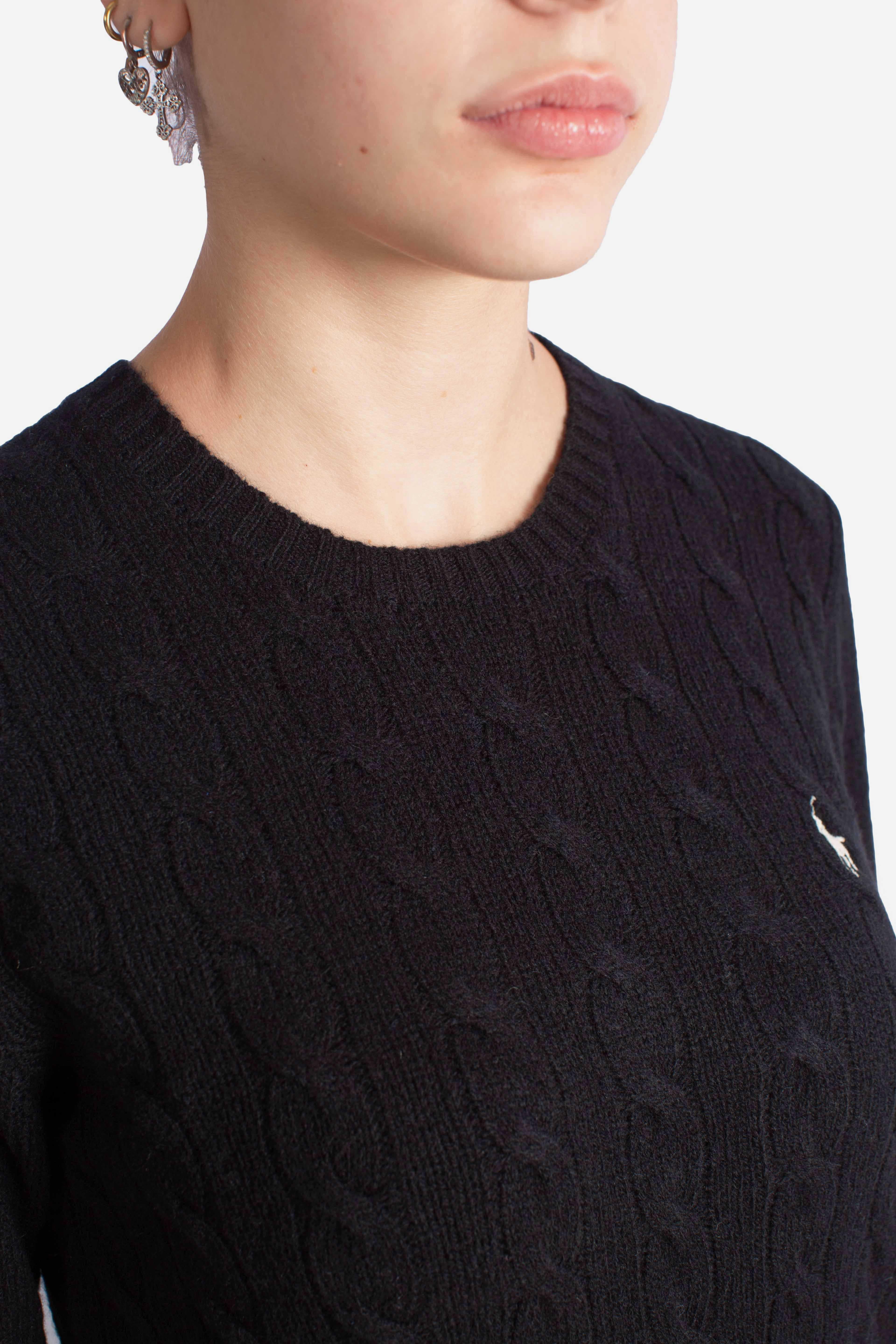 Girocollo in lana e cashmere a trecce black 211971865005 POLO RALPH LAUREN