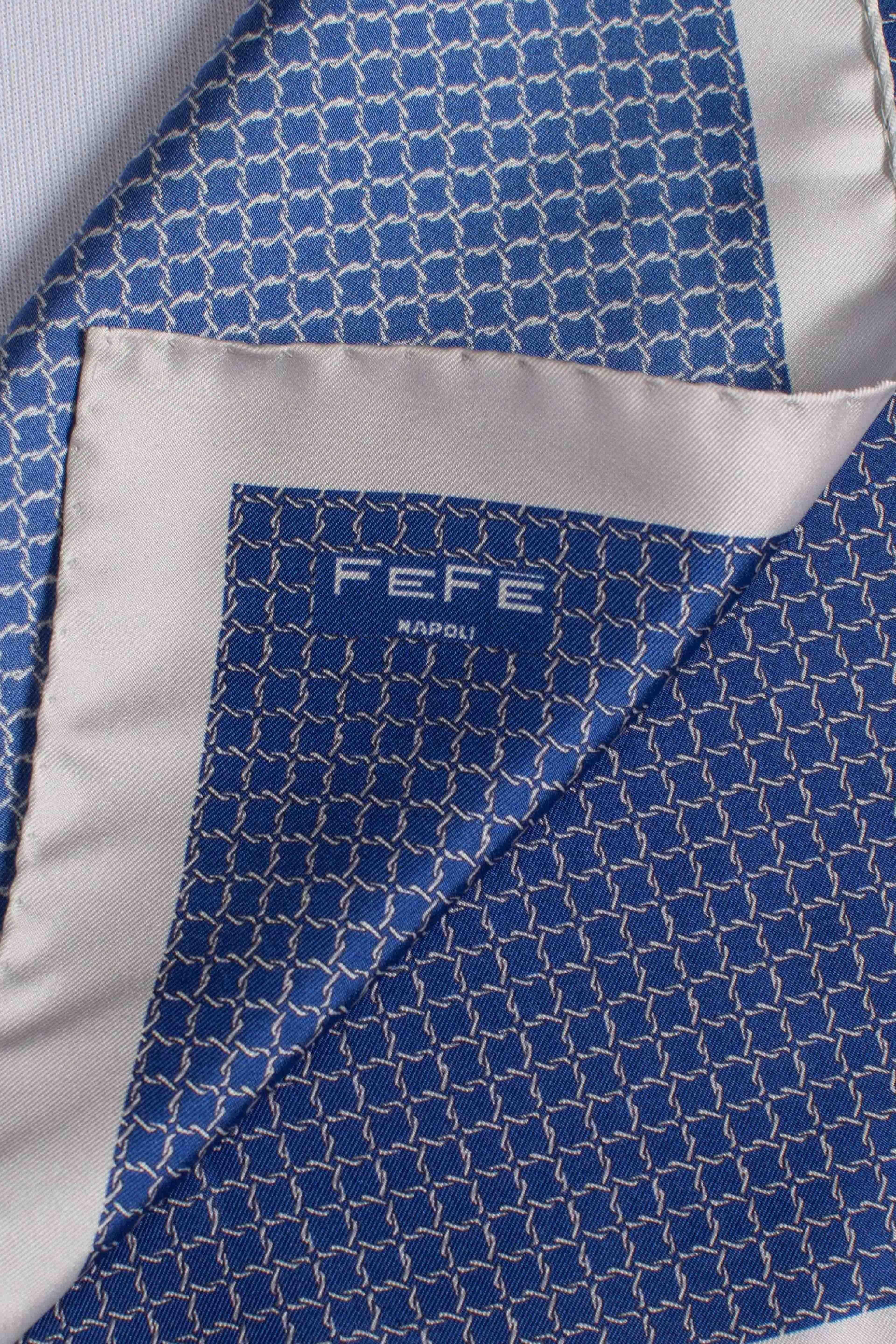 Pochette in seta stampa dandy catena blu royal CATENA2 FEFE'