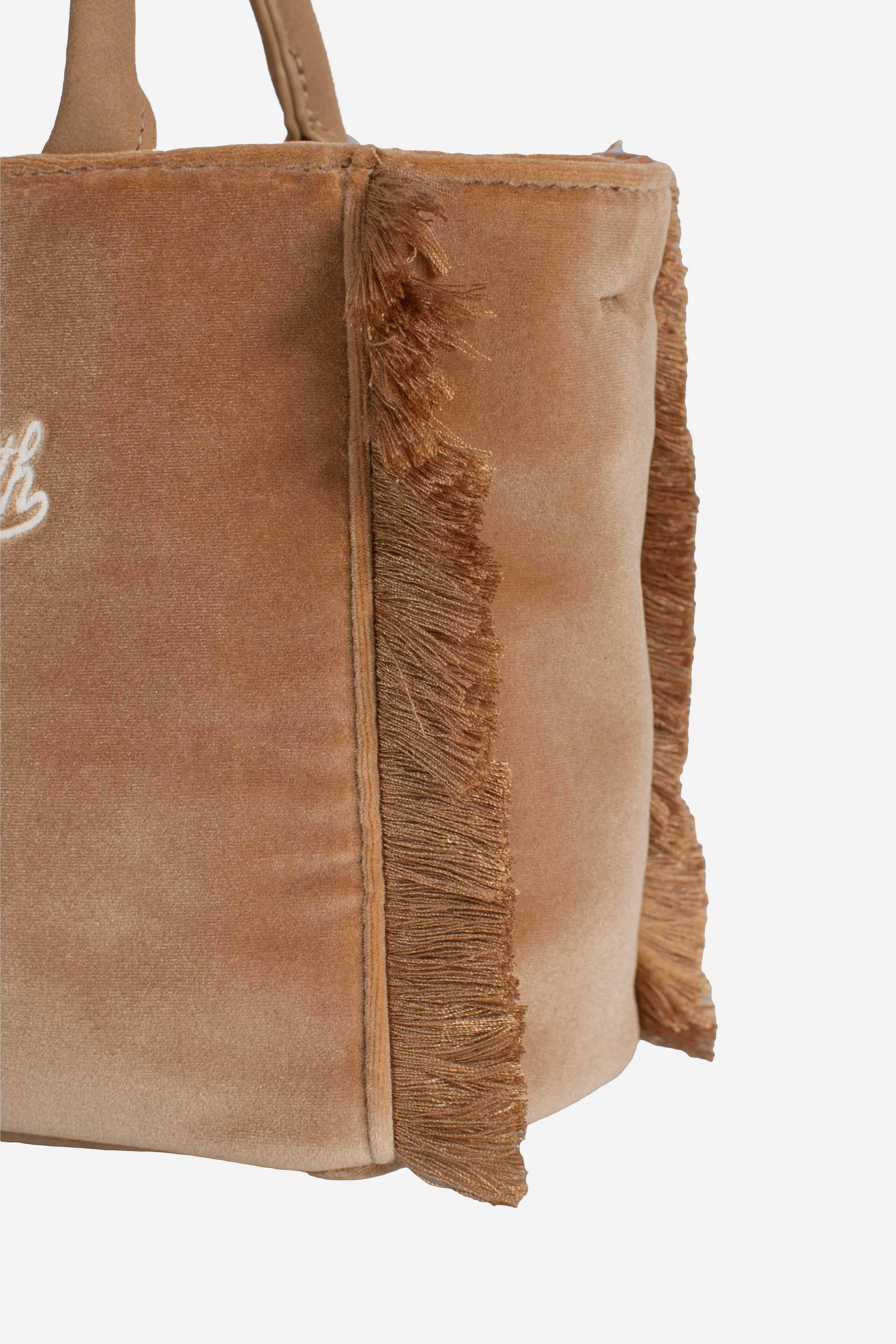 Borsa Vanity mini velvet Dreaming of Saint Barth Winter Paradise beige VAMI02700296I MC2 SAINT BARTH