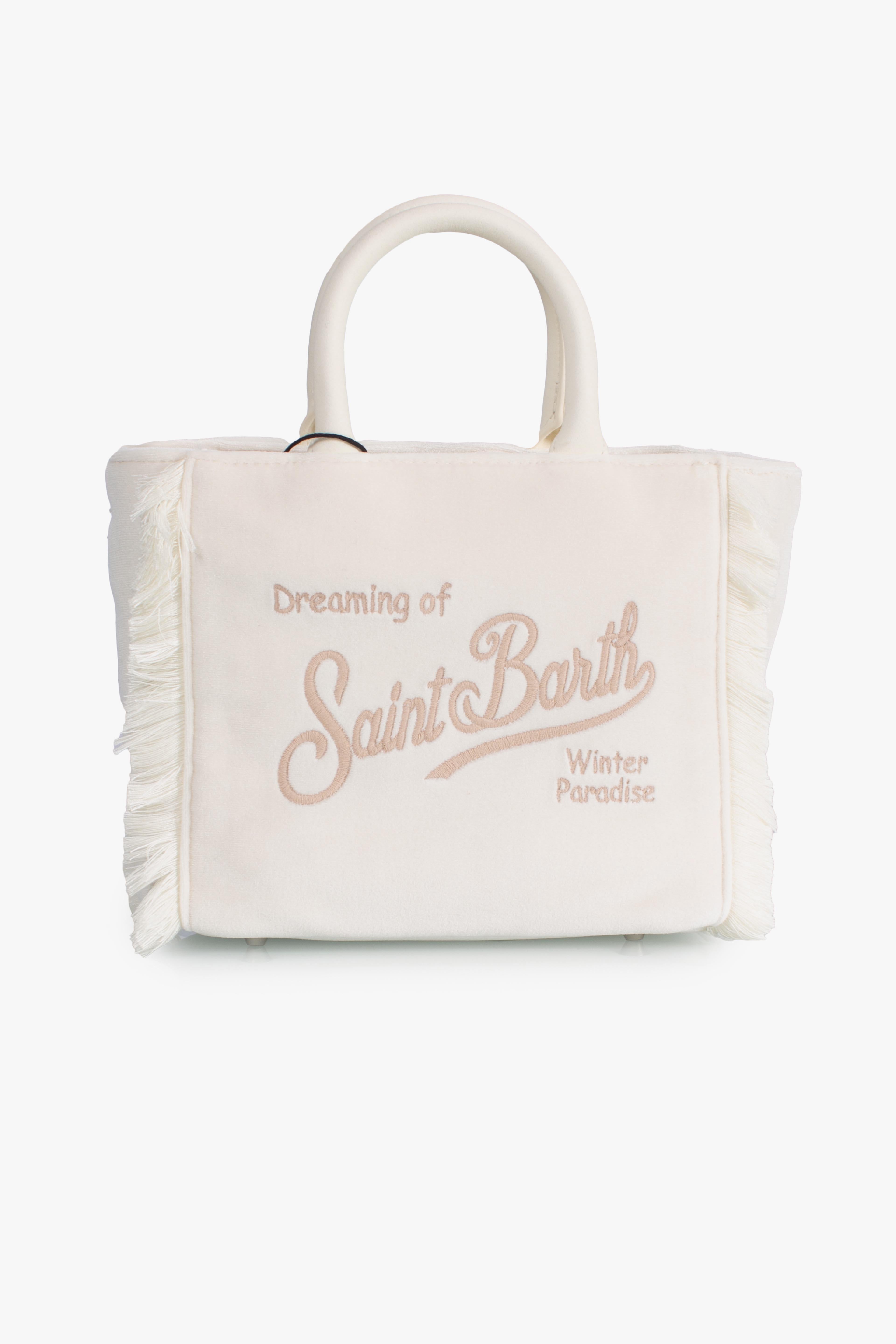 Borsa Vanity mini velvet Dreaming of Saint Barth Winter Paradise white VAMI02701320I MC2 SAINT BARTH