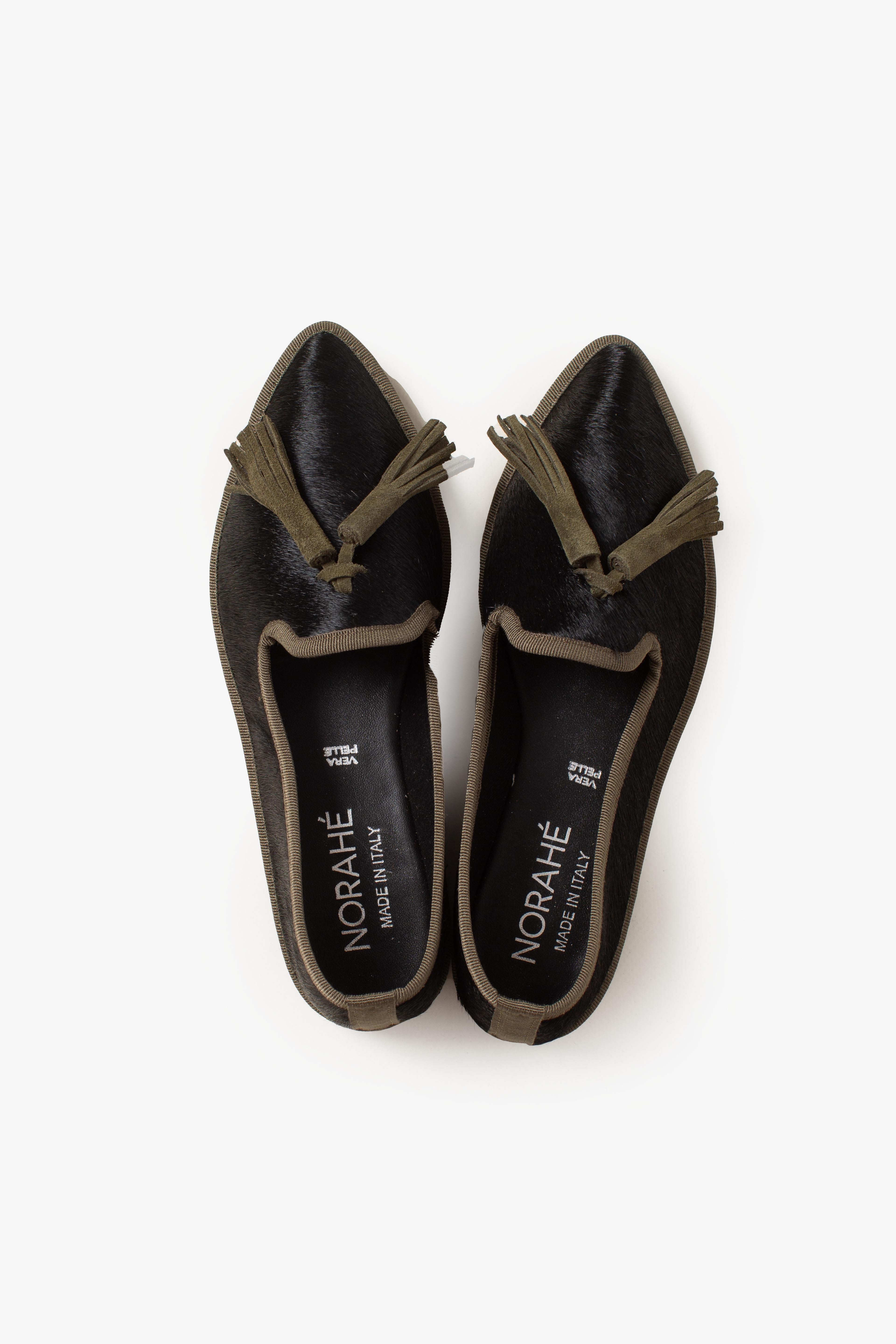 Friulana Norahe in cavallino nero con nappine kaki PFNCAVALLINO NERO NORAHE'