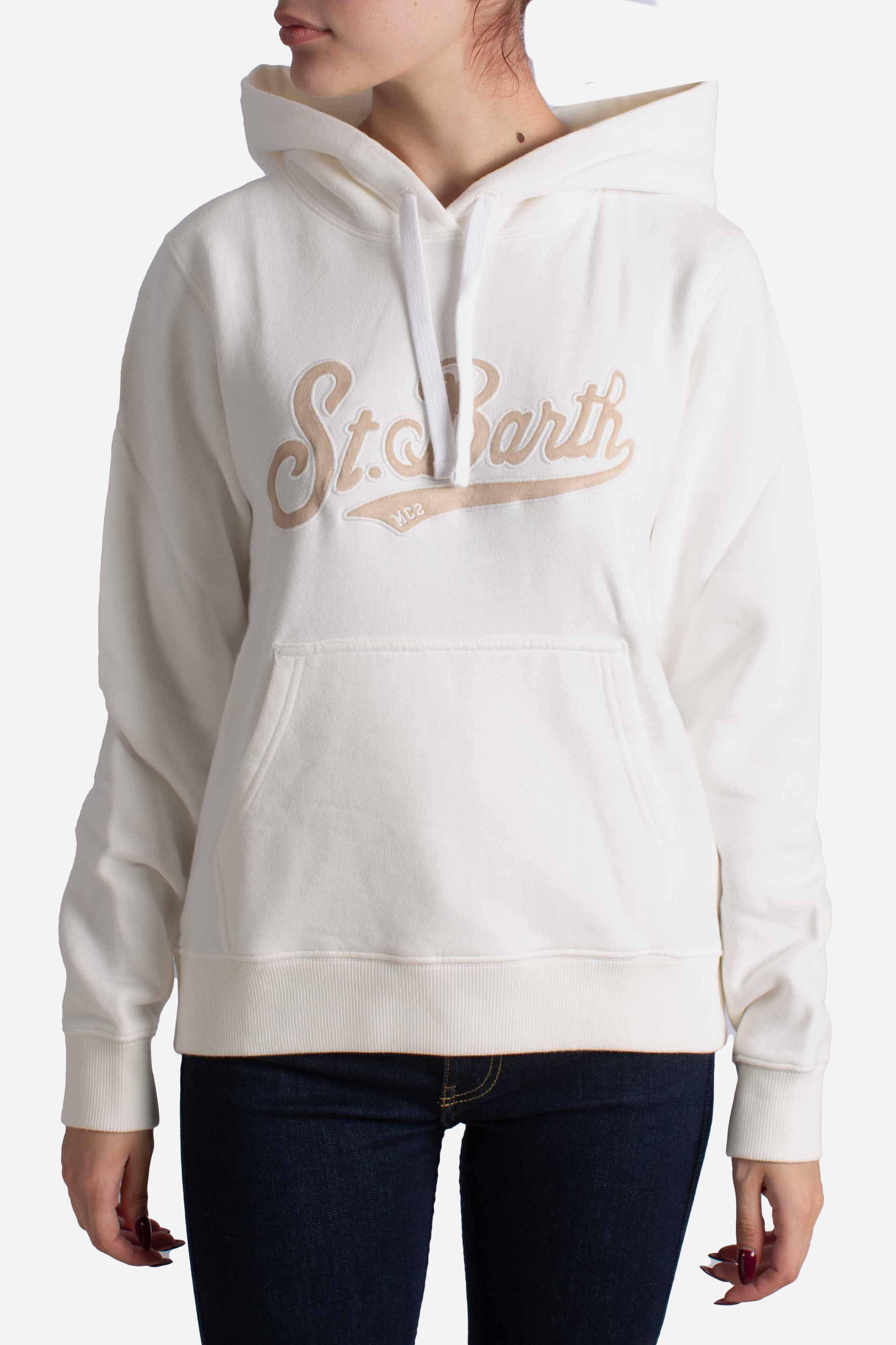 Felpa con Cappuccio white Logo St. Barth VRG000100633I MC2 SAINT BARTH