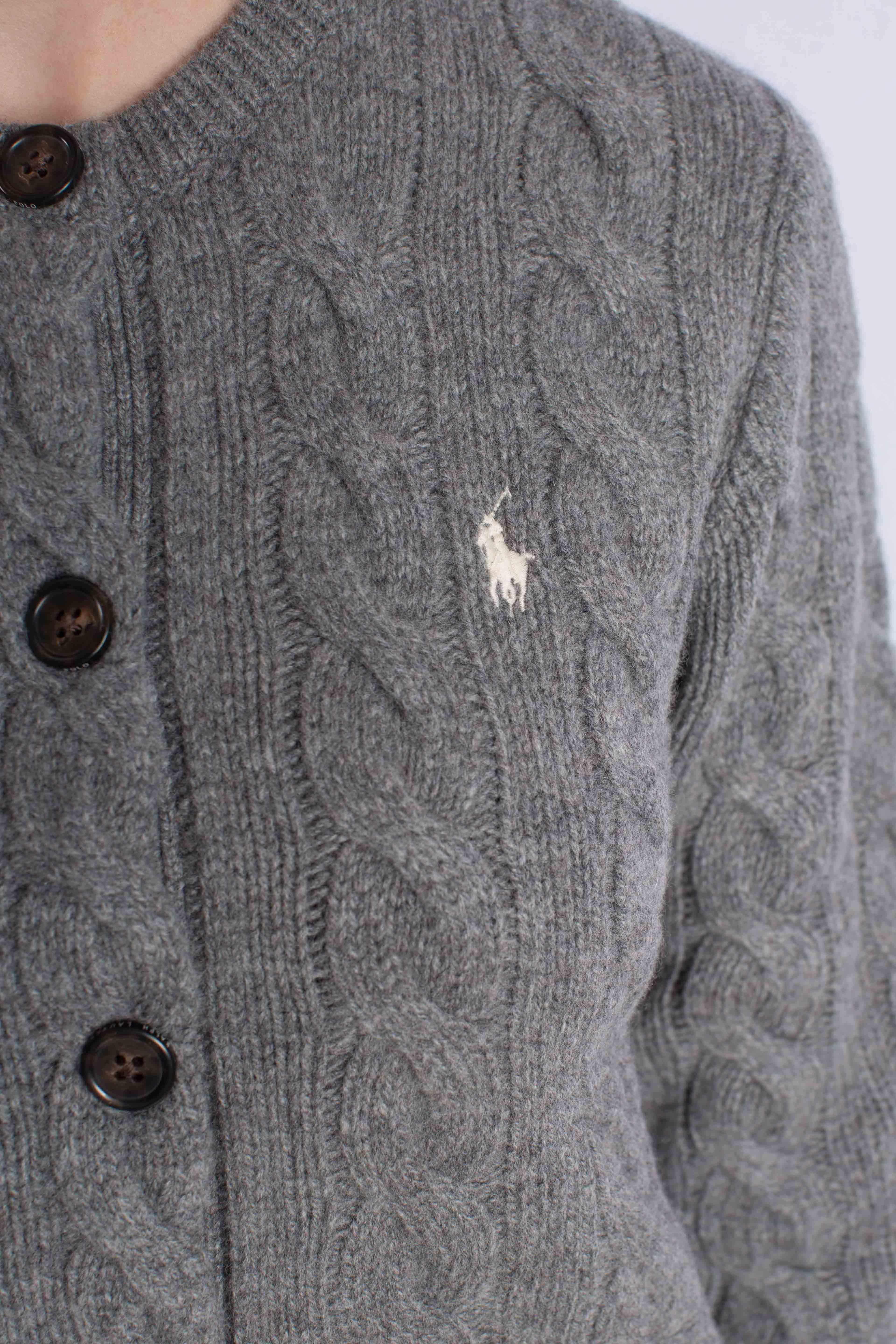Cardigan a trecce in lana e cashmere grey 211972104500 POLO RALPH LAUREN