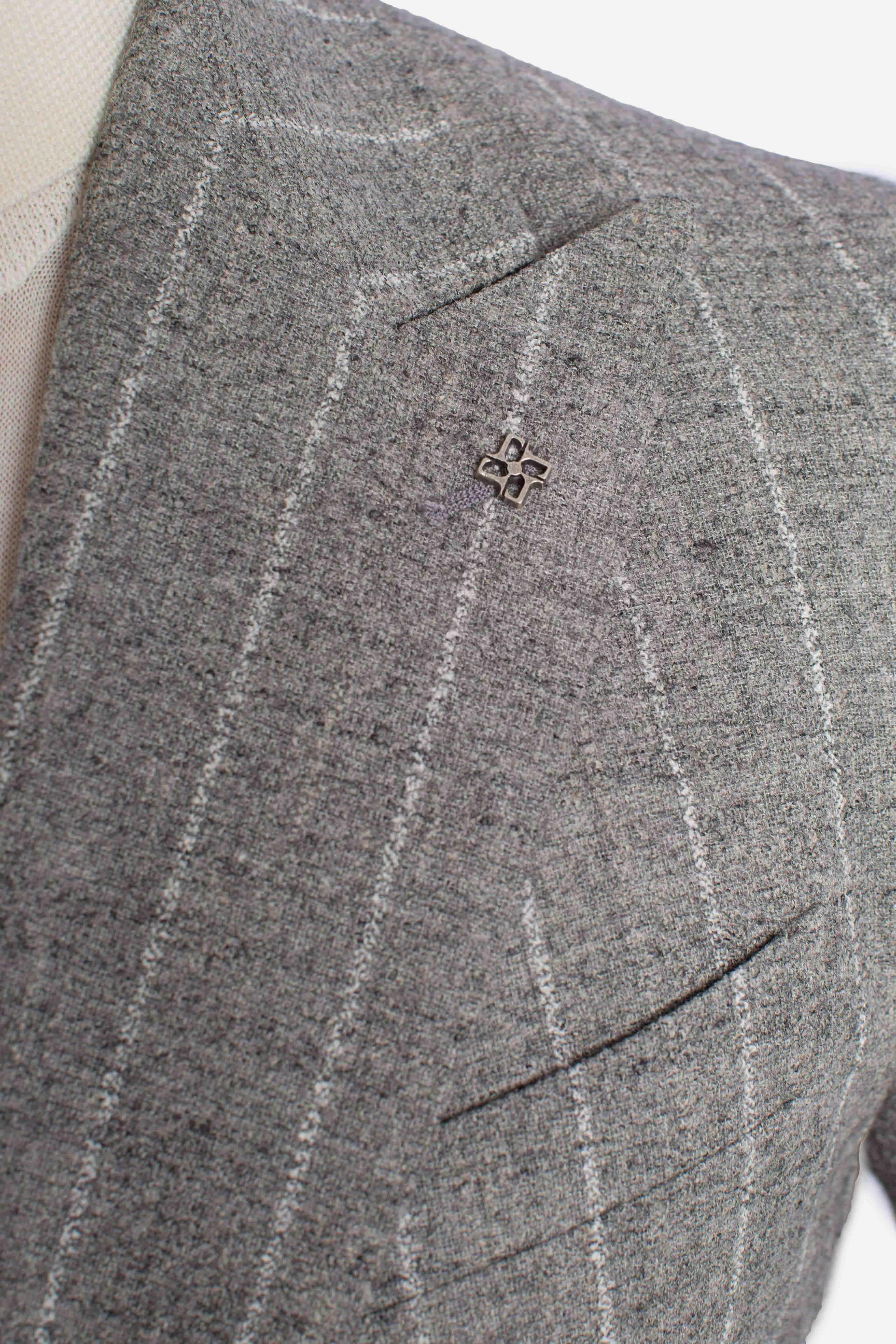 Giacca doppiopetto gessata grigio perla 1SMC20K850012P1249 TAGLIATORE