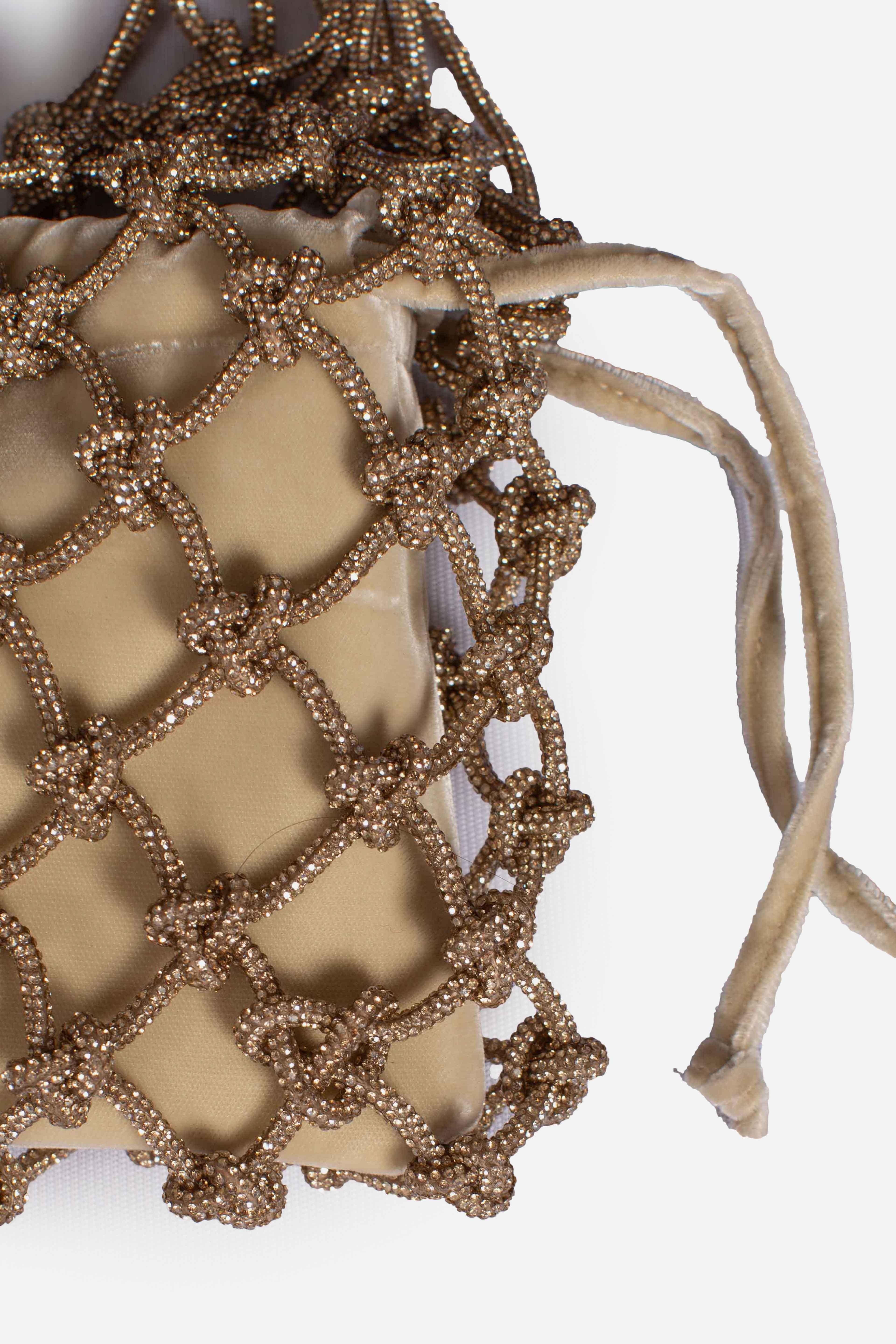 Borsa a rete in velluto CARRIE VELVET golden shadow CARRIE VELVETGOLDEN SHADOW HIBOURAMA