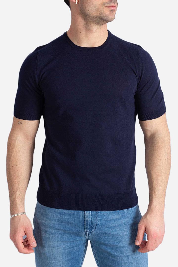 Maglia girocollo in cotone extra-fine blu 4315420731598 GRAN SASSO