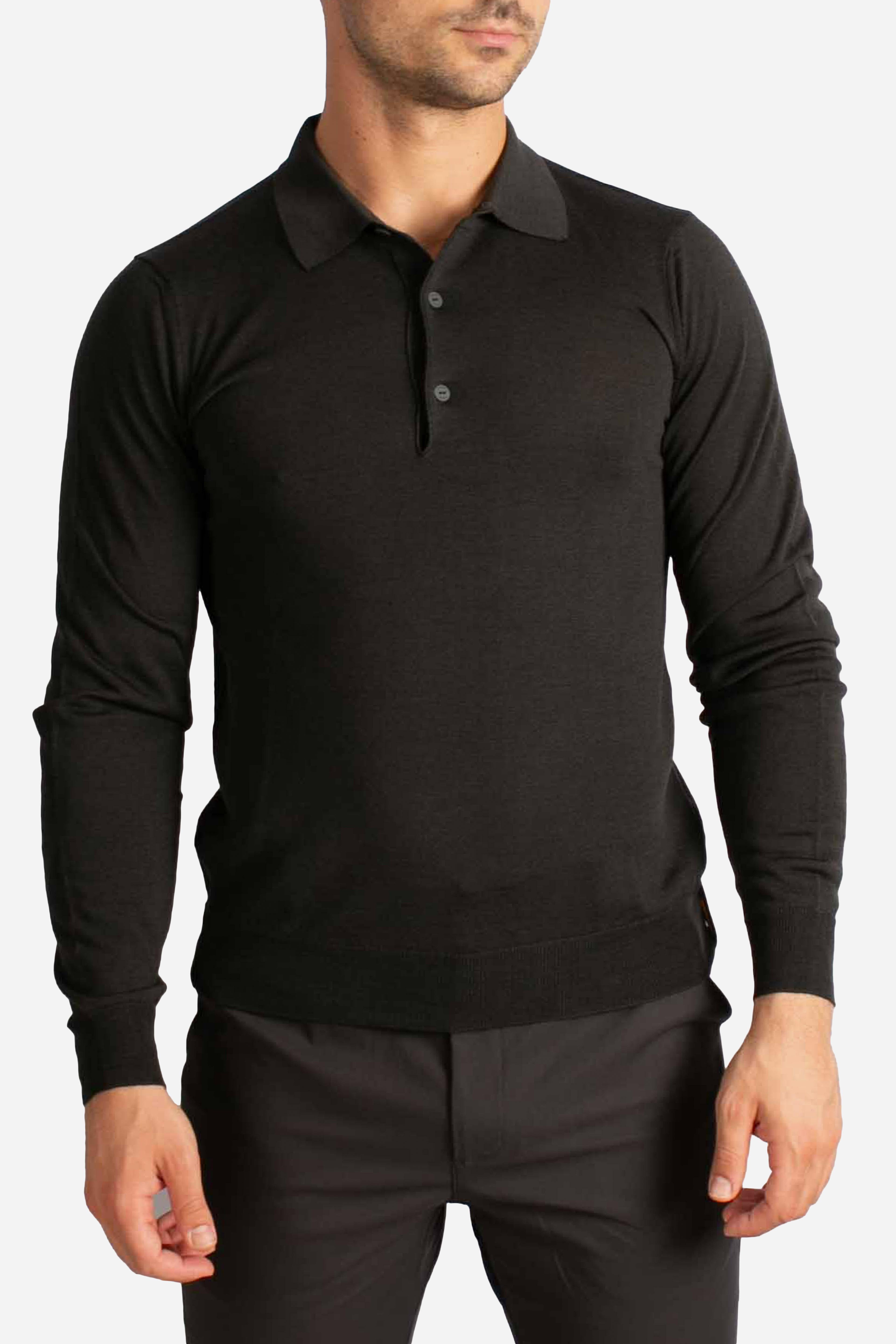 Polo rey wool merino blend grey shadow dk K2131UW133 K-WAY