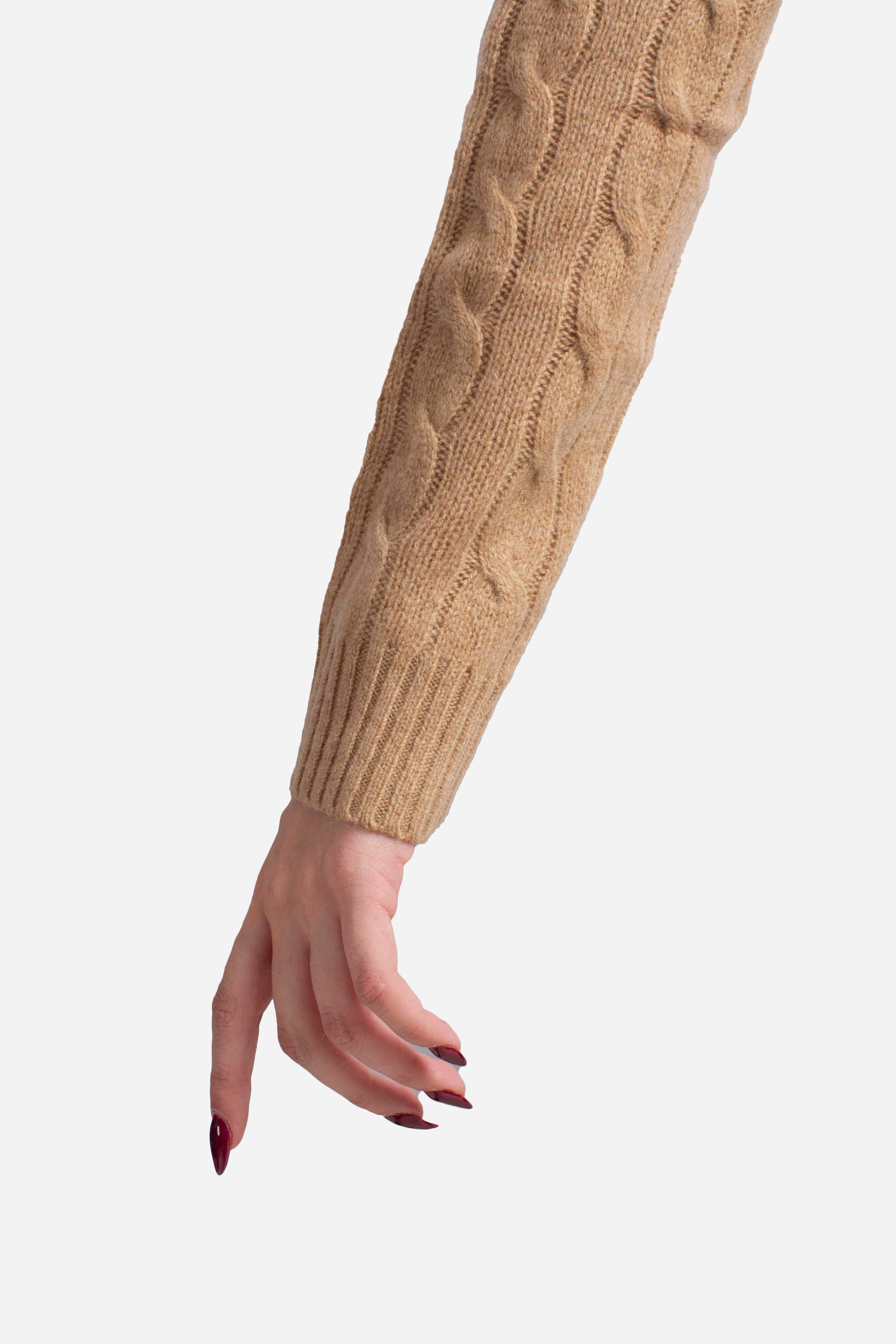 Girocollo in lana e cashmere a trecce camel 211971865002 POLO RALPH LAUREN