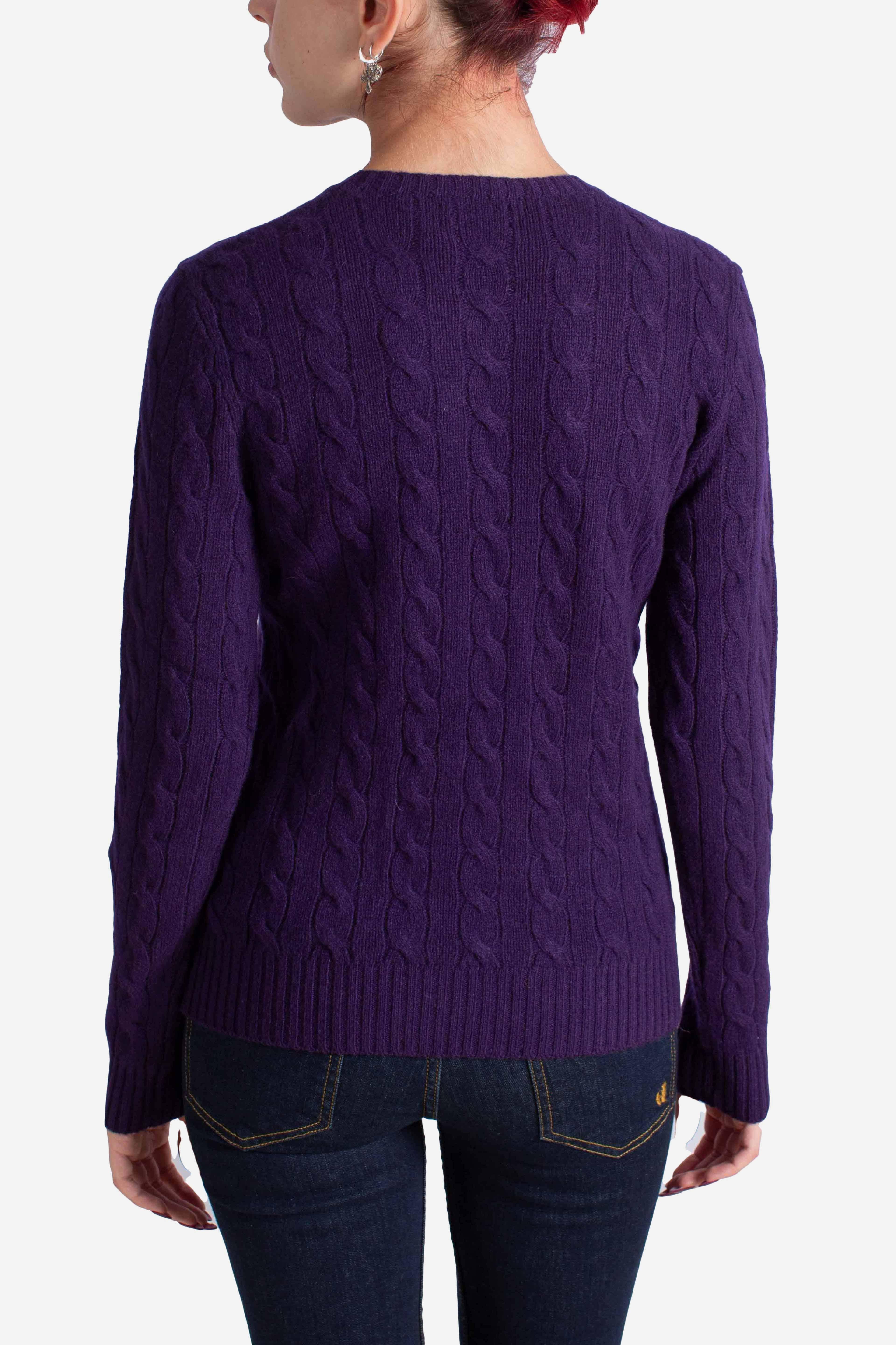 Girocollo in lana e cashmere a trecce purple 211971865011 POLO RALPH LAUREN