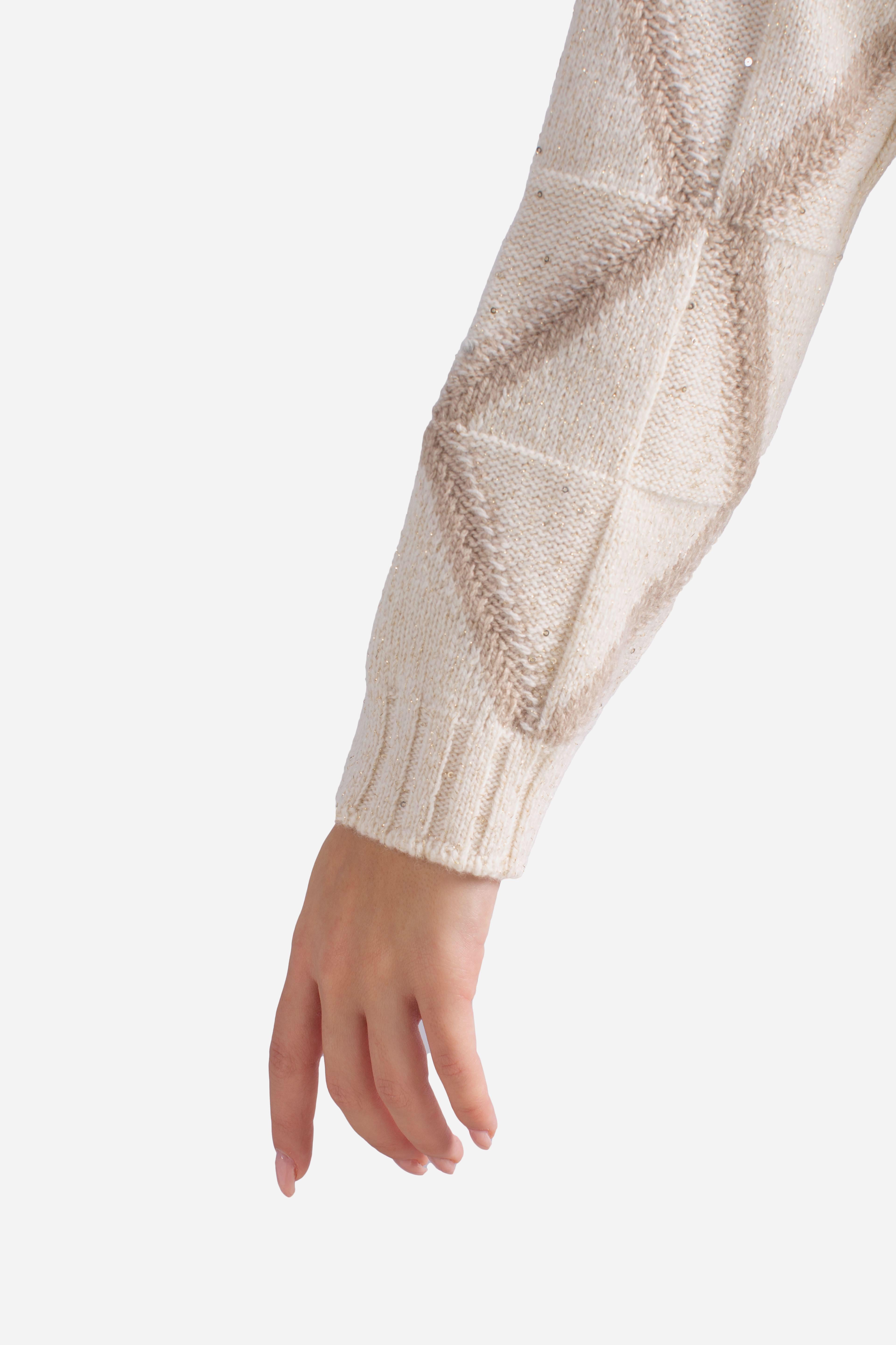 Maglia Donna a Collo Alto con Disegno Geometrico 1323037105002 GRAN SASSO