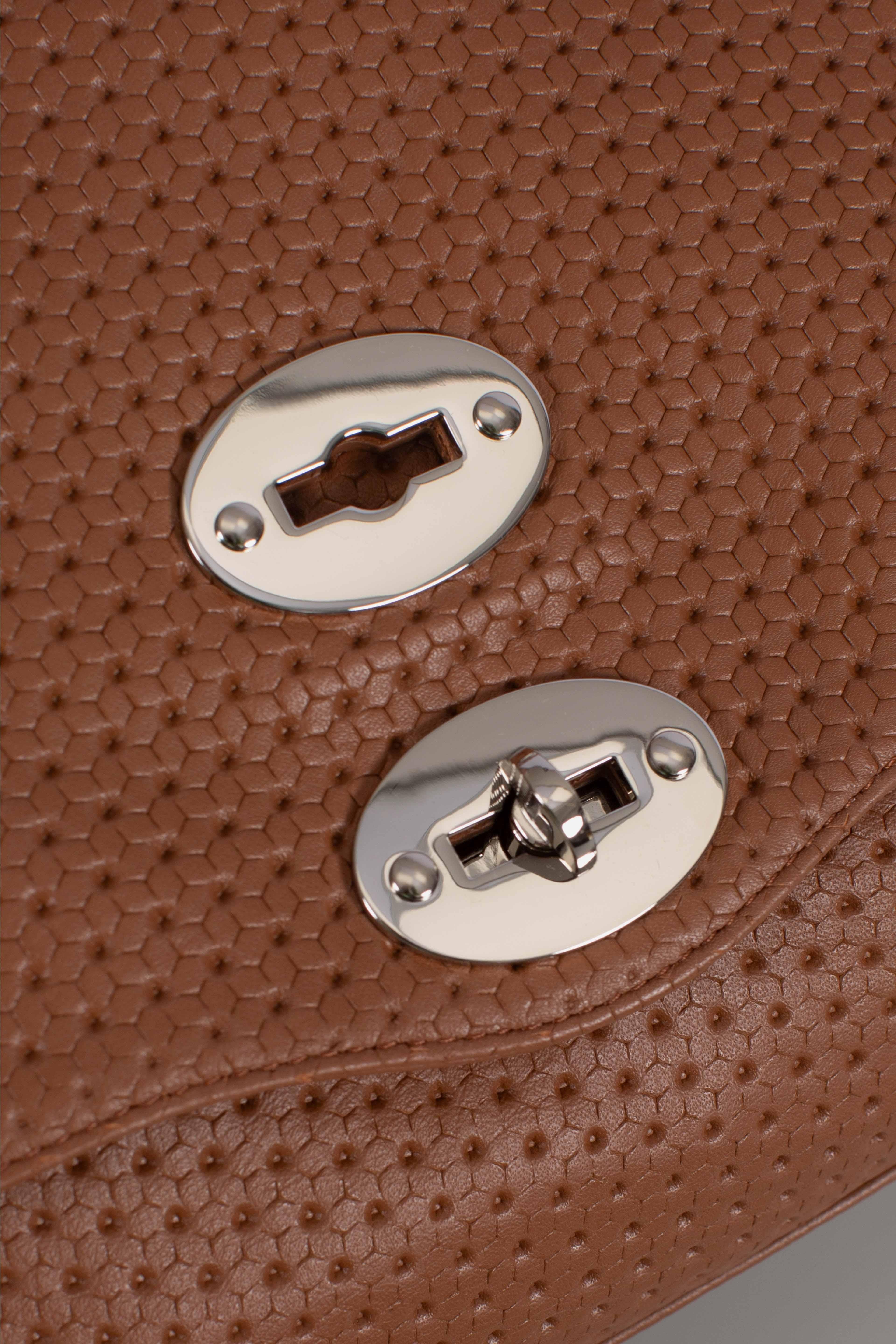 Borsa Postina S effetto intrecciato brown lion 0680102190000SZ0204 ZANELLATO