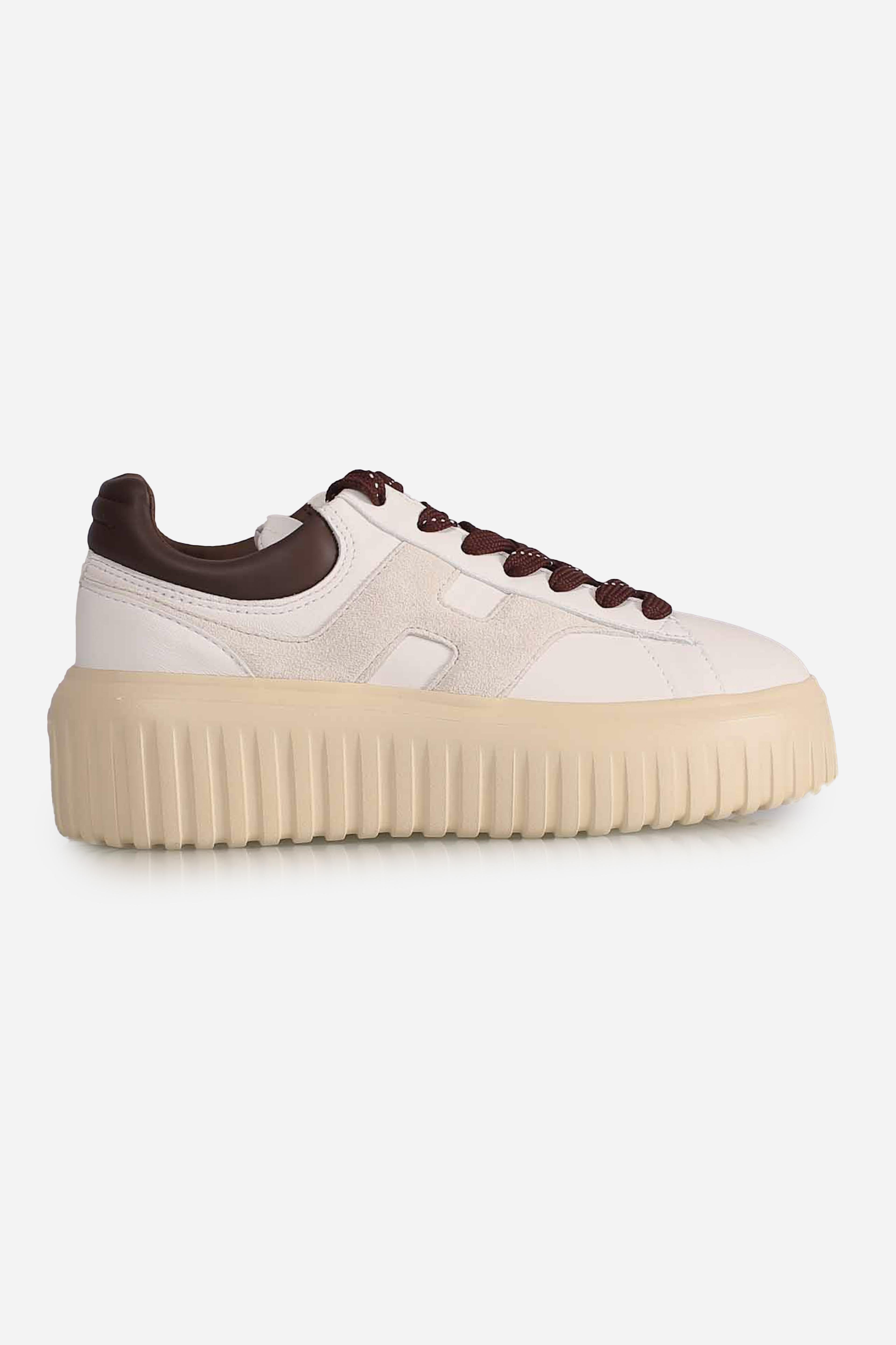 Sneakers H-Stripes Bianco Grigio Marrone HXW6450FE91UIT0BAZ HOGAN