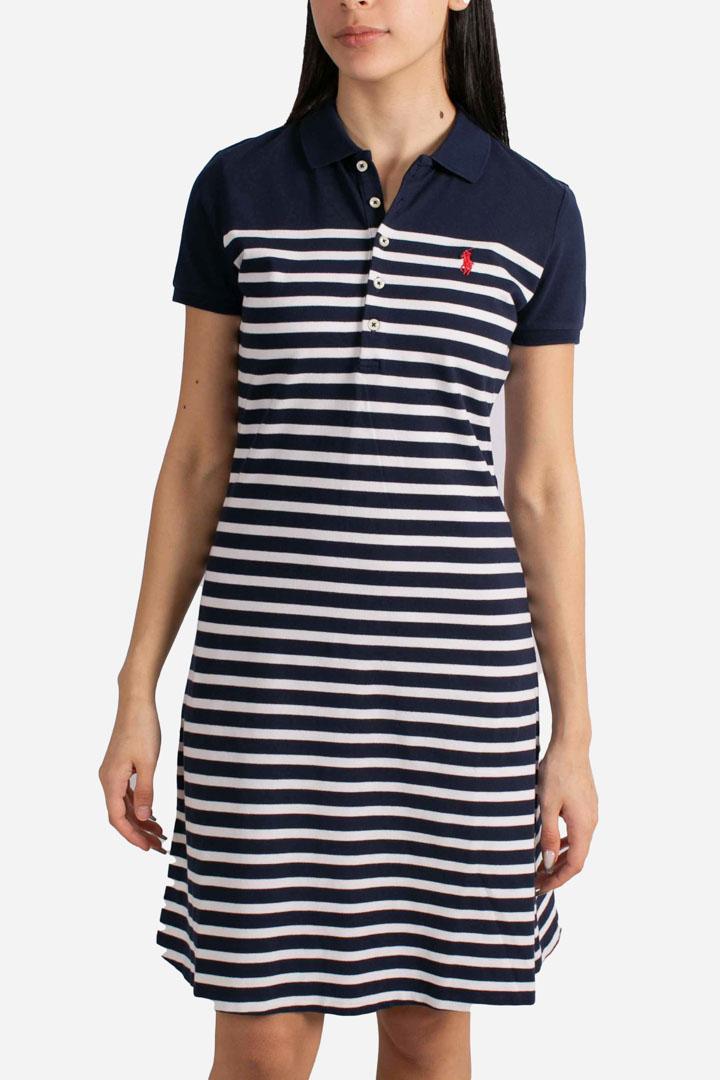 Abito Polo a righe navy white 211959122001 POLO RALPH LAUREN